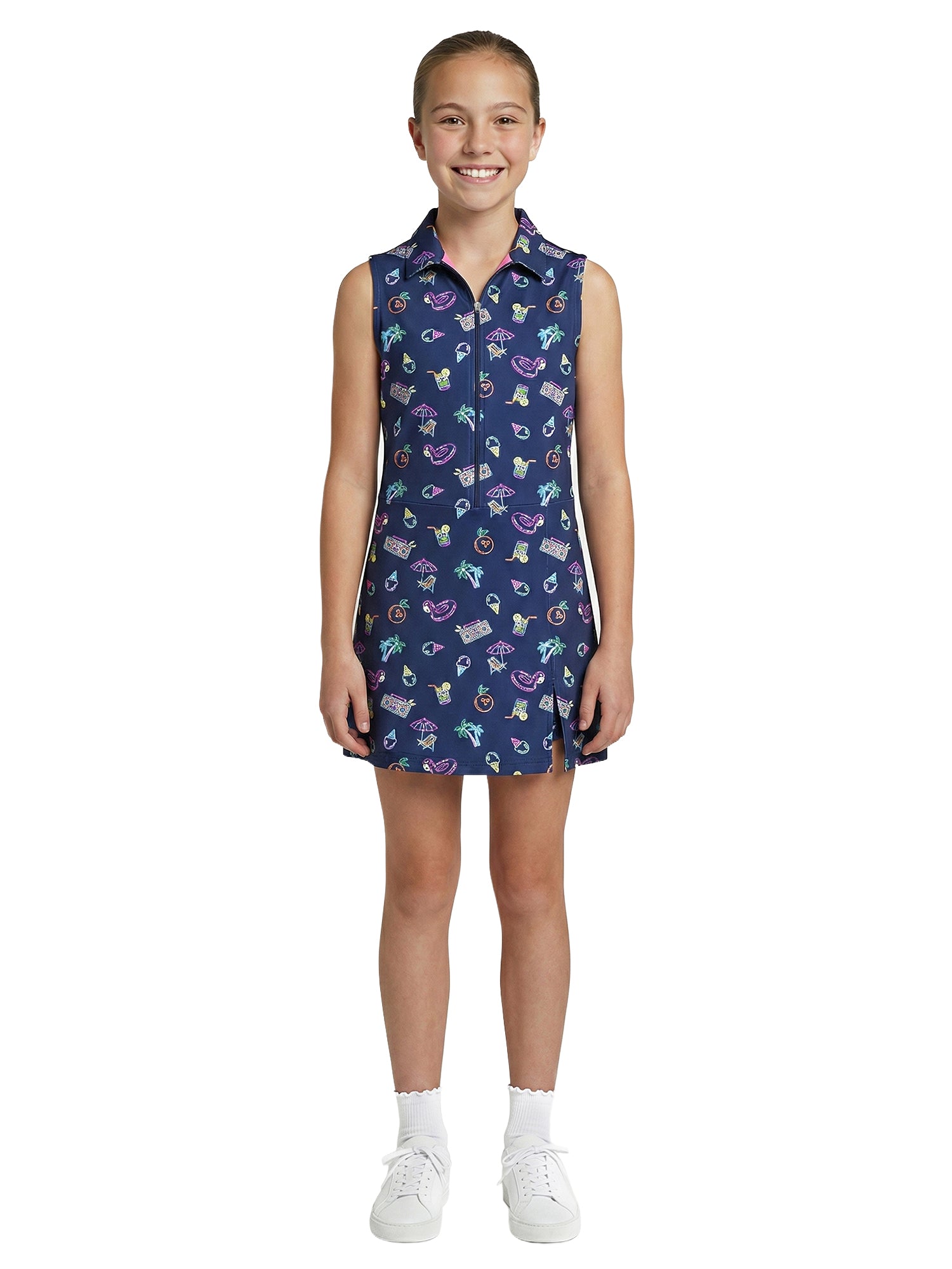 Girls Ida Dress - Neon Pool Party - Sodalight Blue