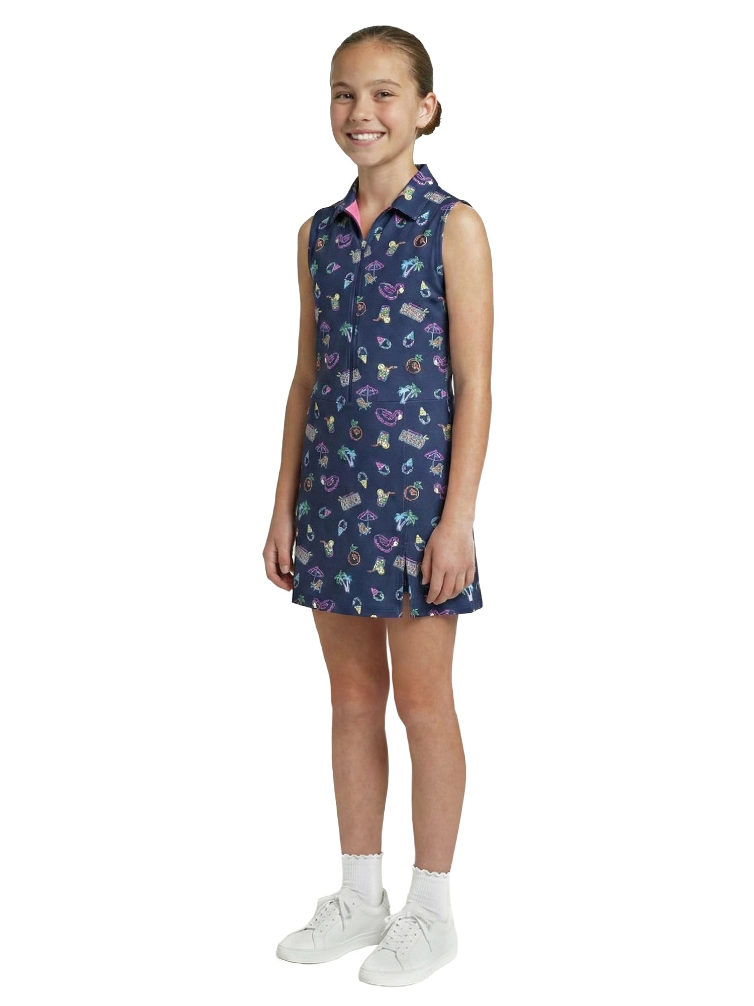 Girls Ida Dress - Neon Pool Party - Sodalight Blue