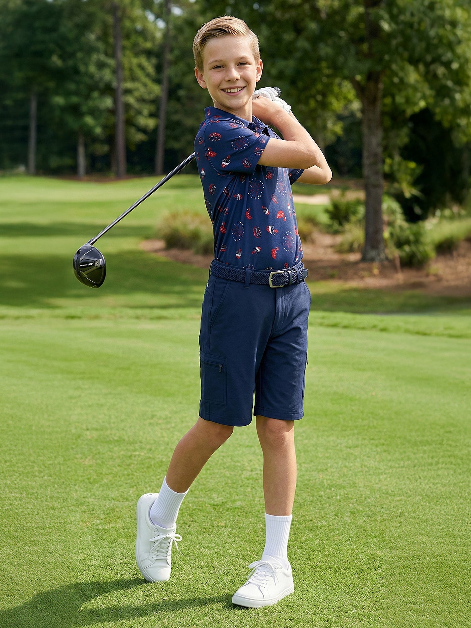 Boys G.O.A.T. Polo - Floatie Flamingo - Sodalight Blue