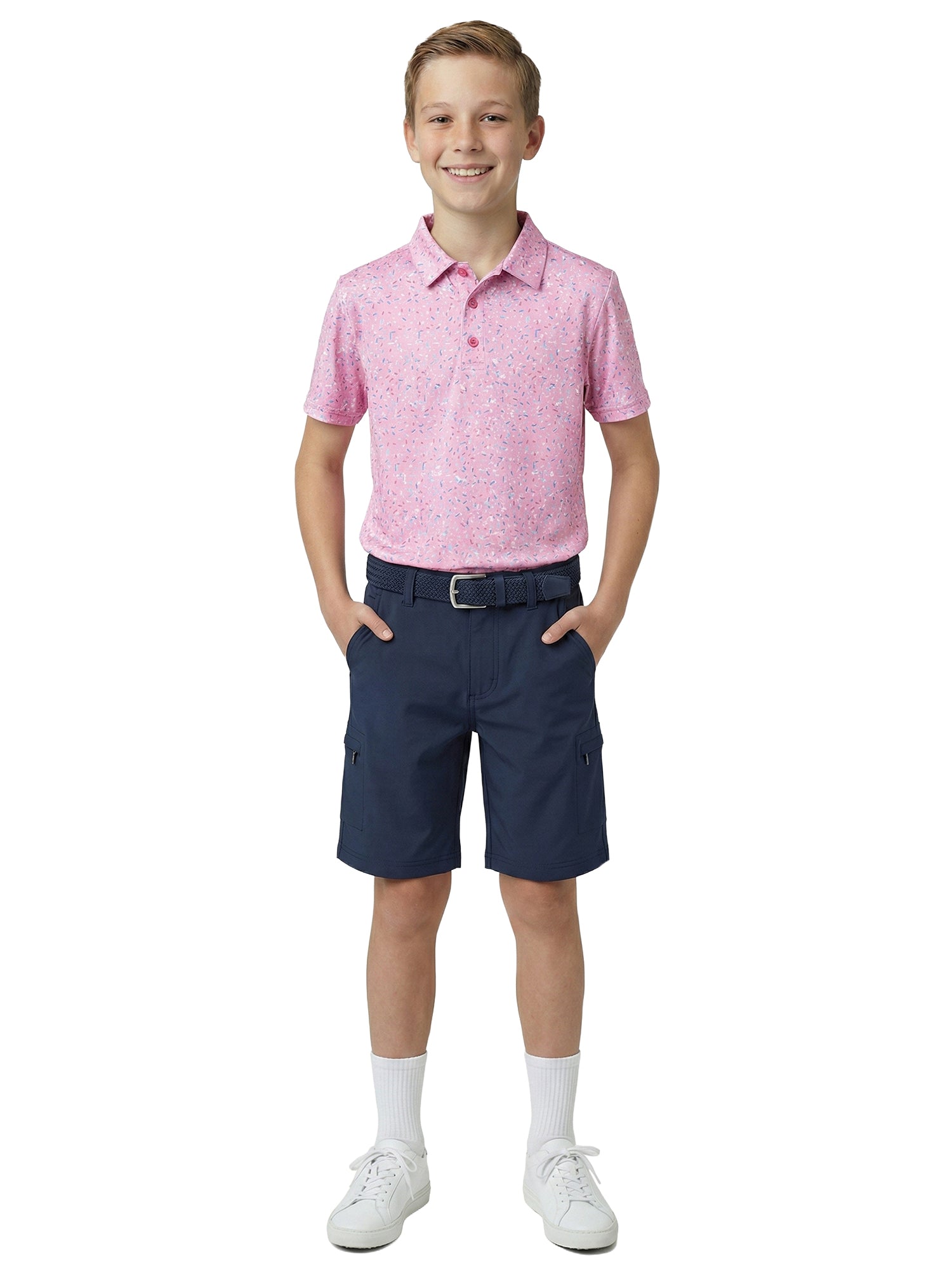 Boys G.O.A.T. Polo - Sprinkle Splatter - Pale Pink