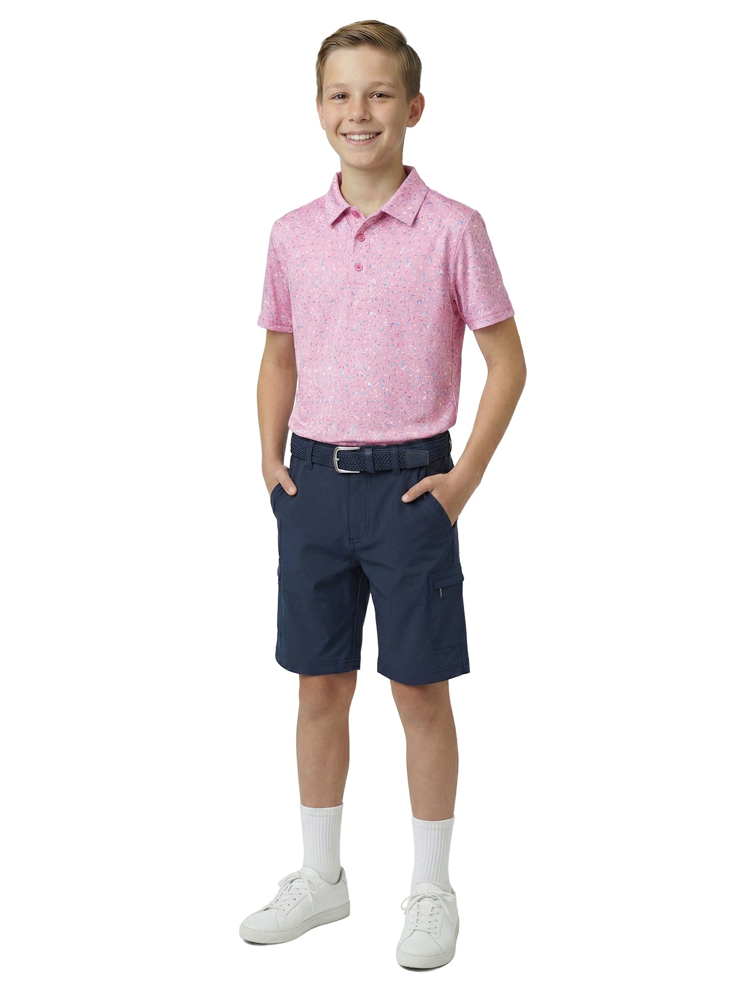 Boys G.O.A.T. Polo - Sprinkle Splatter - Pale Pink