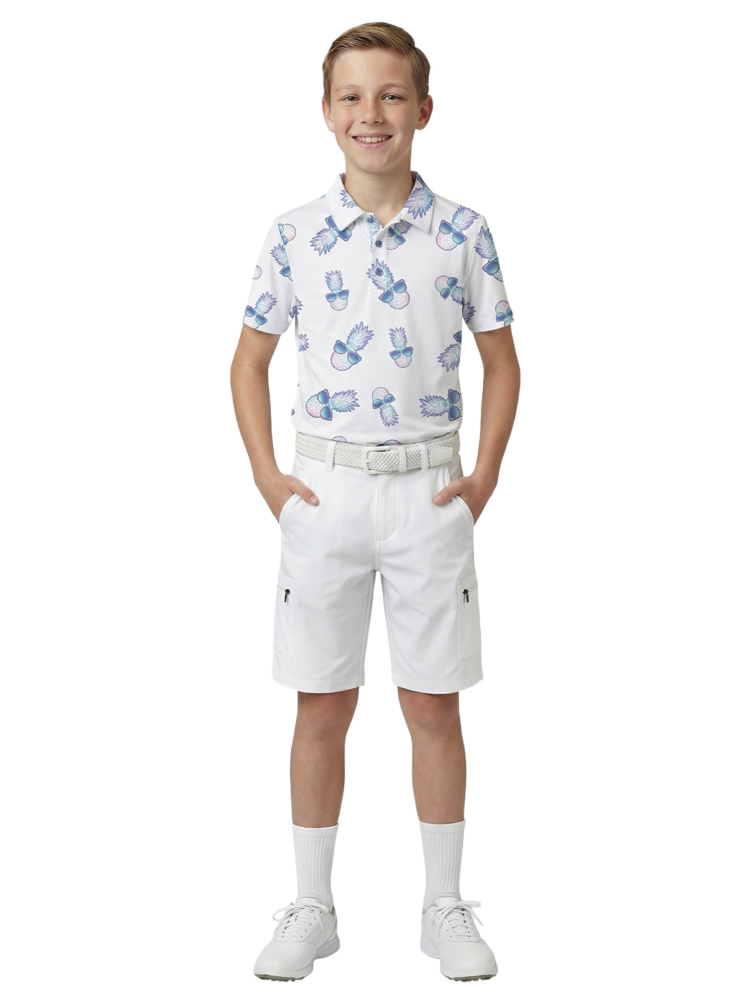 Boys G.O.A.T. Polo - Ombre Sunglasses Pineapple - White