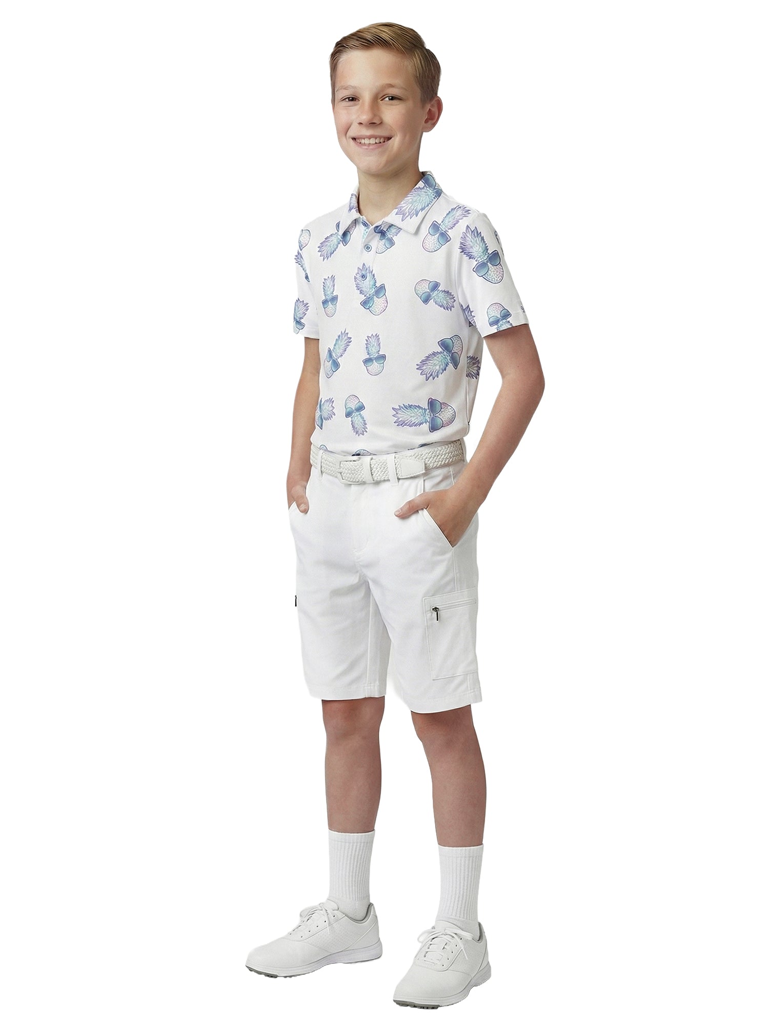 Boys G.O.A.T. Polo - Ombre Sunglasses Pineapple - White