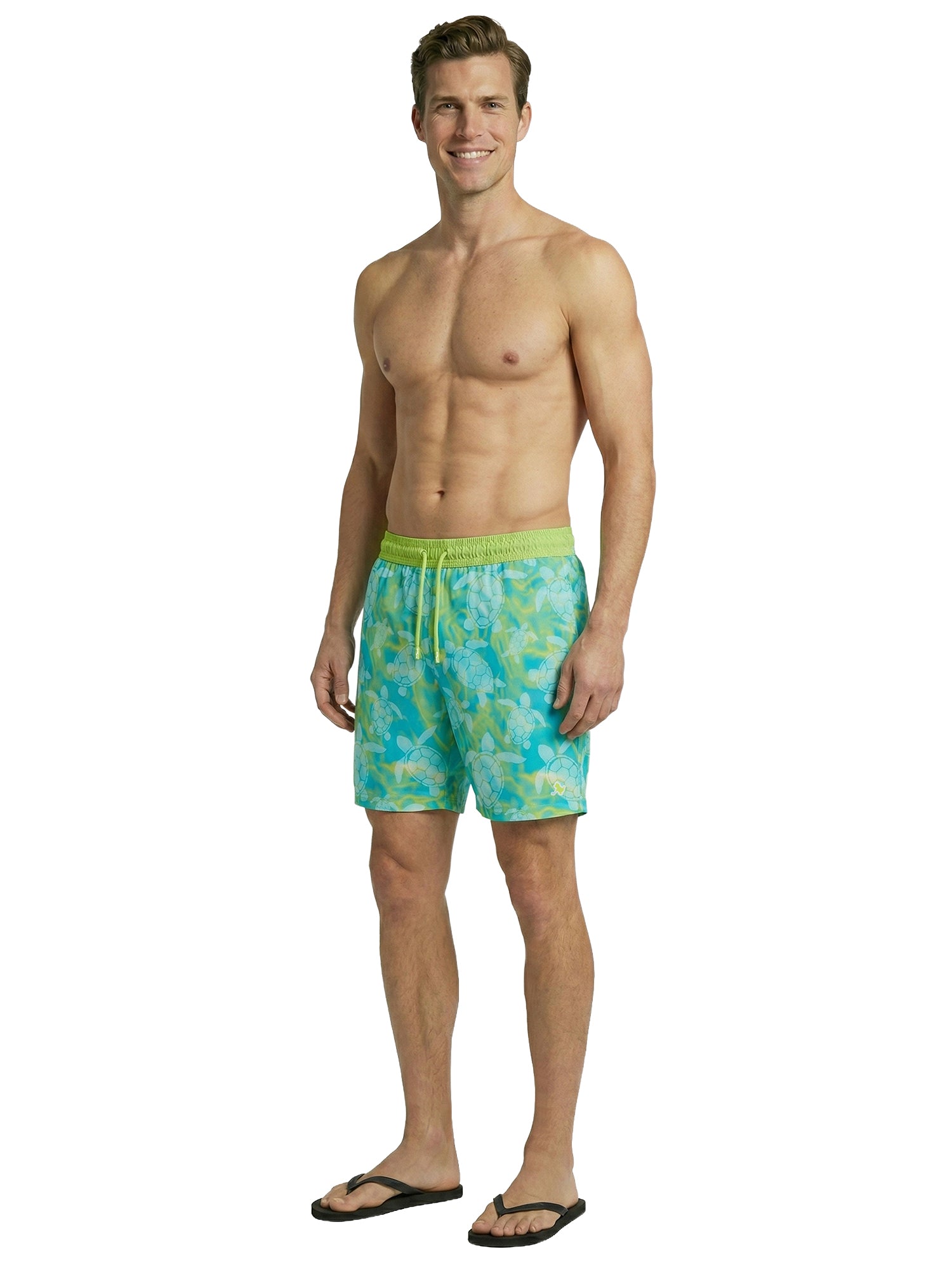Patrick Swim Short - Swimming Turtles - Sharp Green