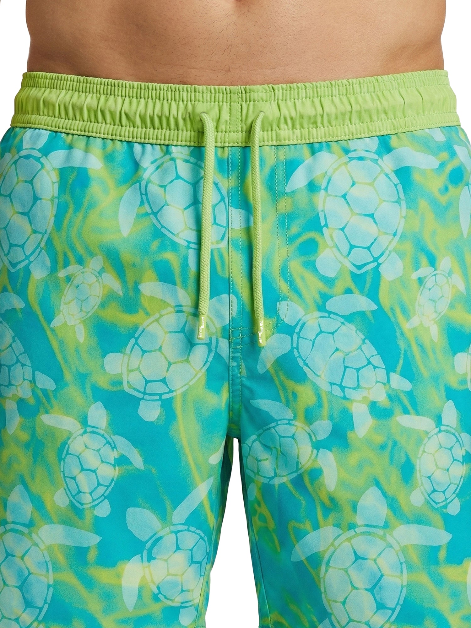 Patrick Swim Short - Swimming Turtles - Sharp Green