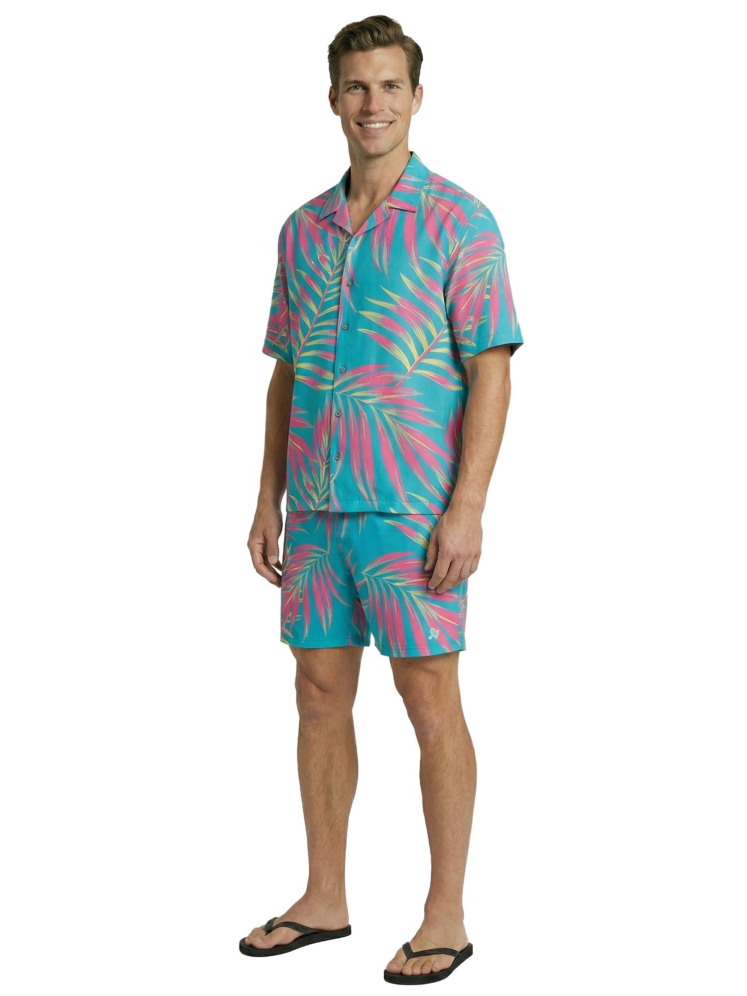 Patrick Swim Short - Leaves - Bachelor Button