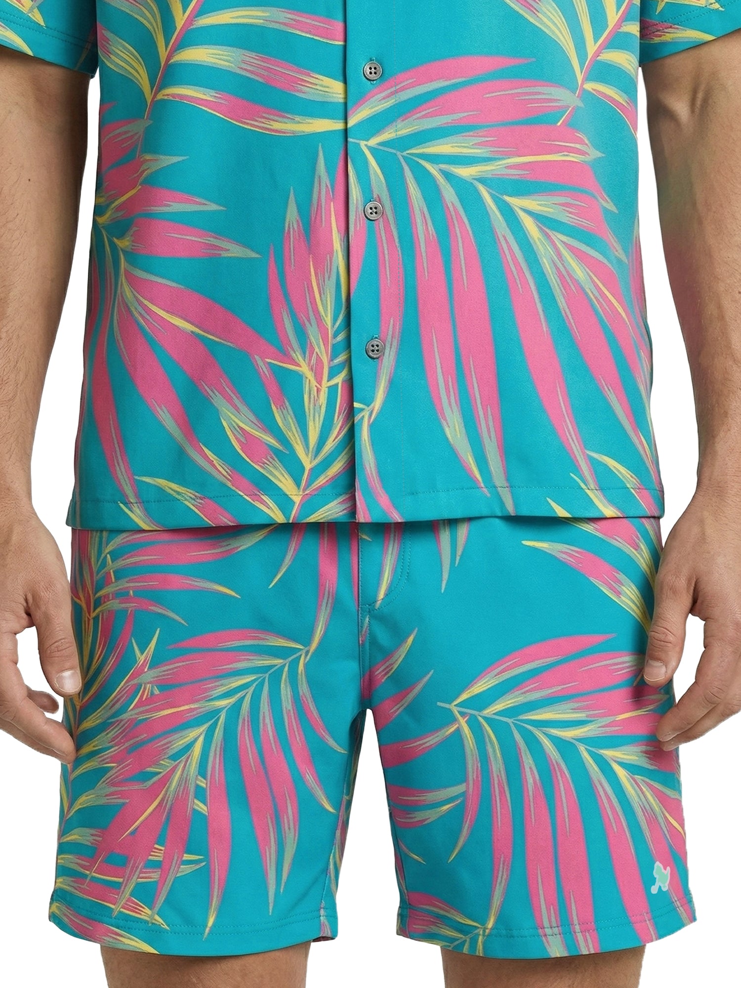 Patrick Swim Short - Leaves - Bachelor Button