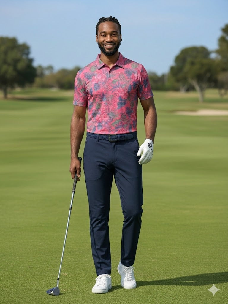 The G.O.A.T. Polo - Tropical Stripe - Calypso Coral