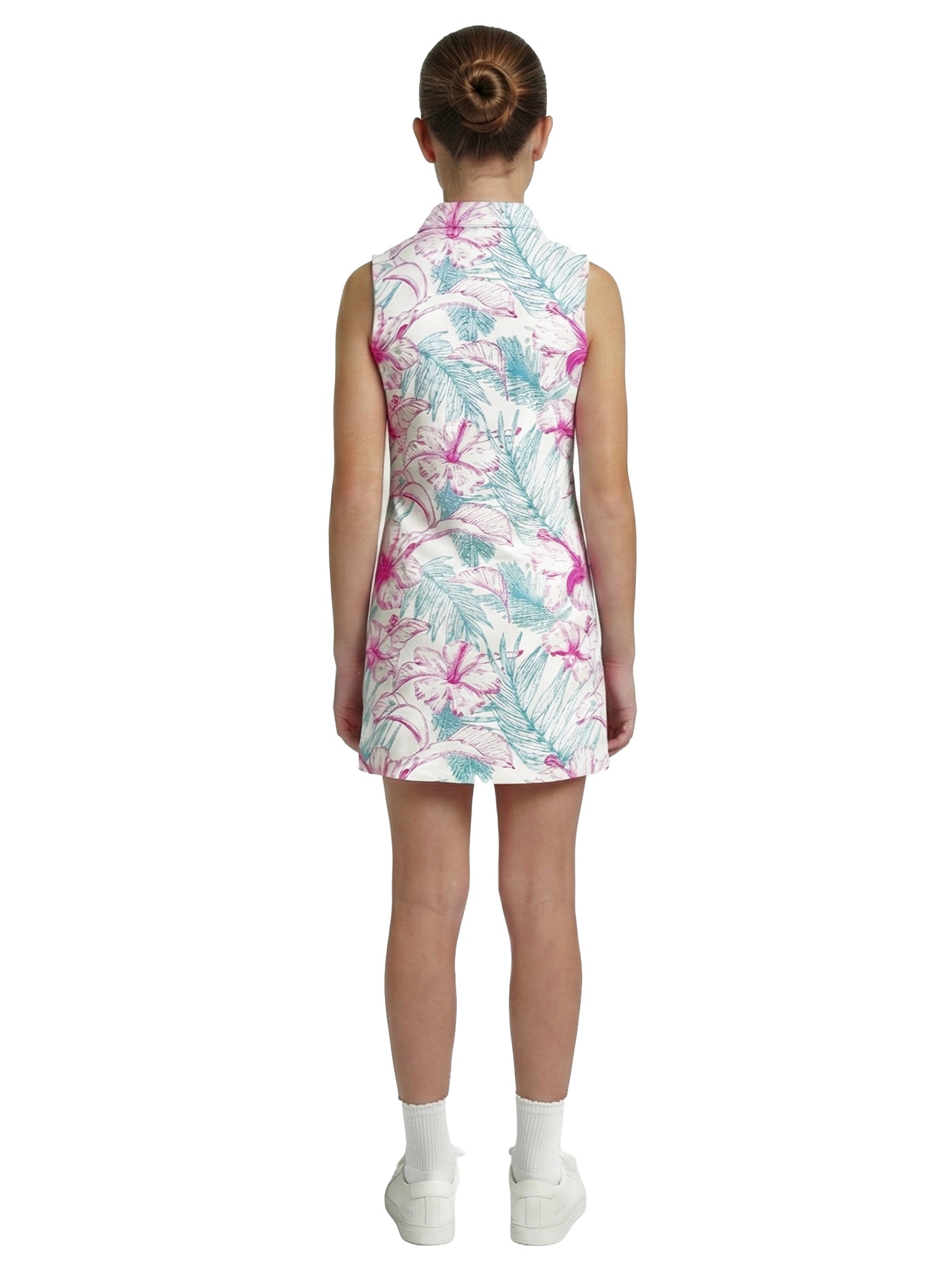Girls Ida Dress - Hibiscus Tropical - Hot Pink