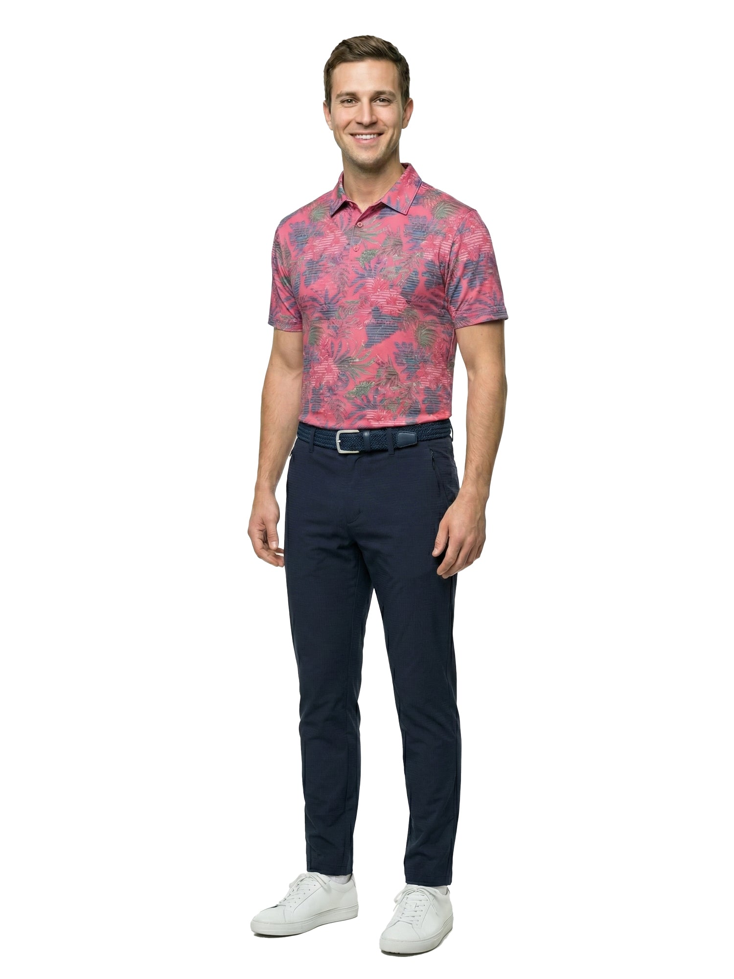 The G.O.A.T. Polo - Tropical Stripe - Calypso Coral
