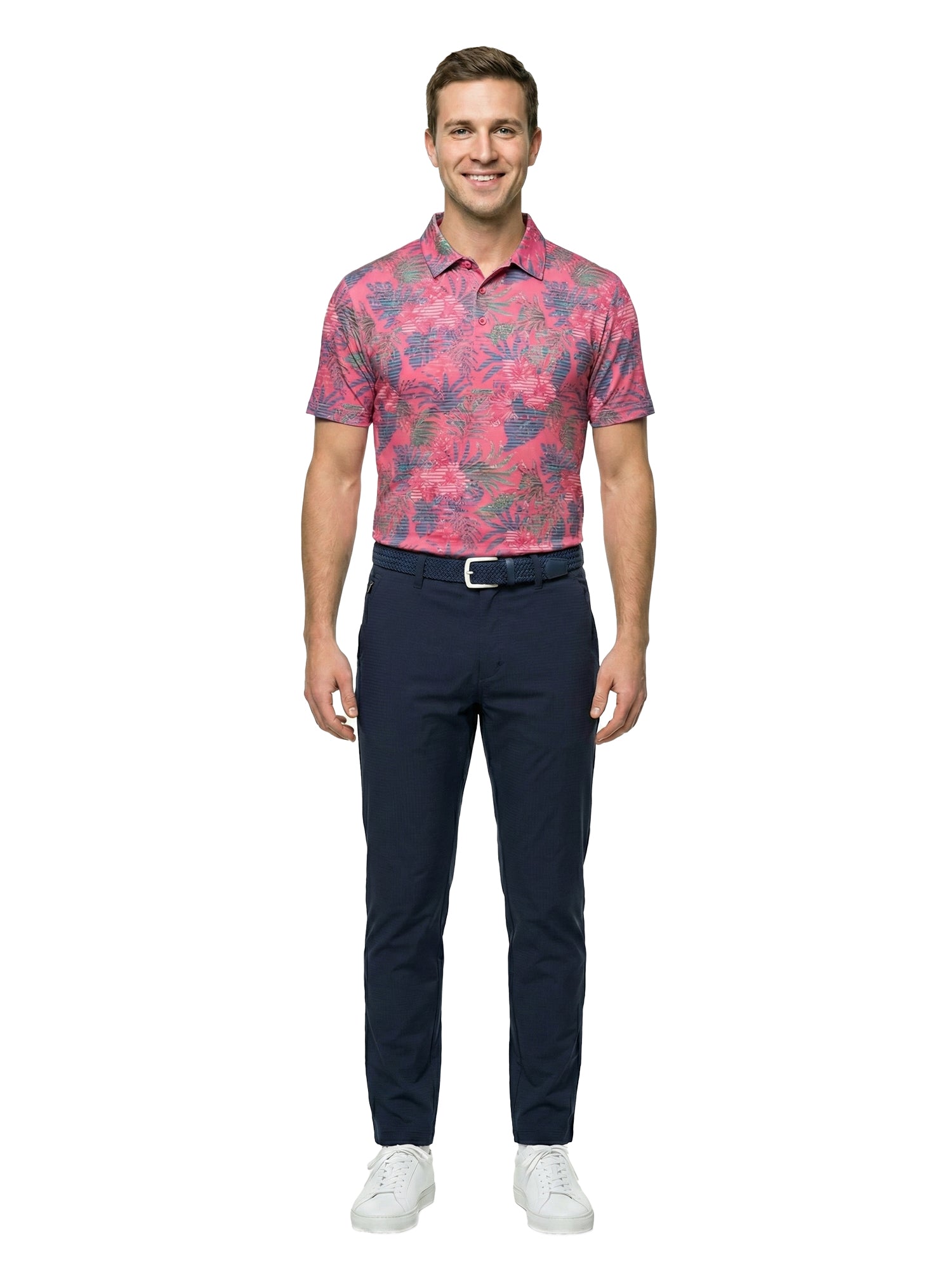The G.O.A.T. Polo - Tropical Stripe - Calypso Coral