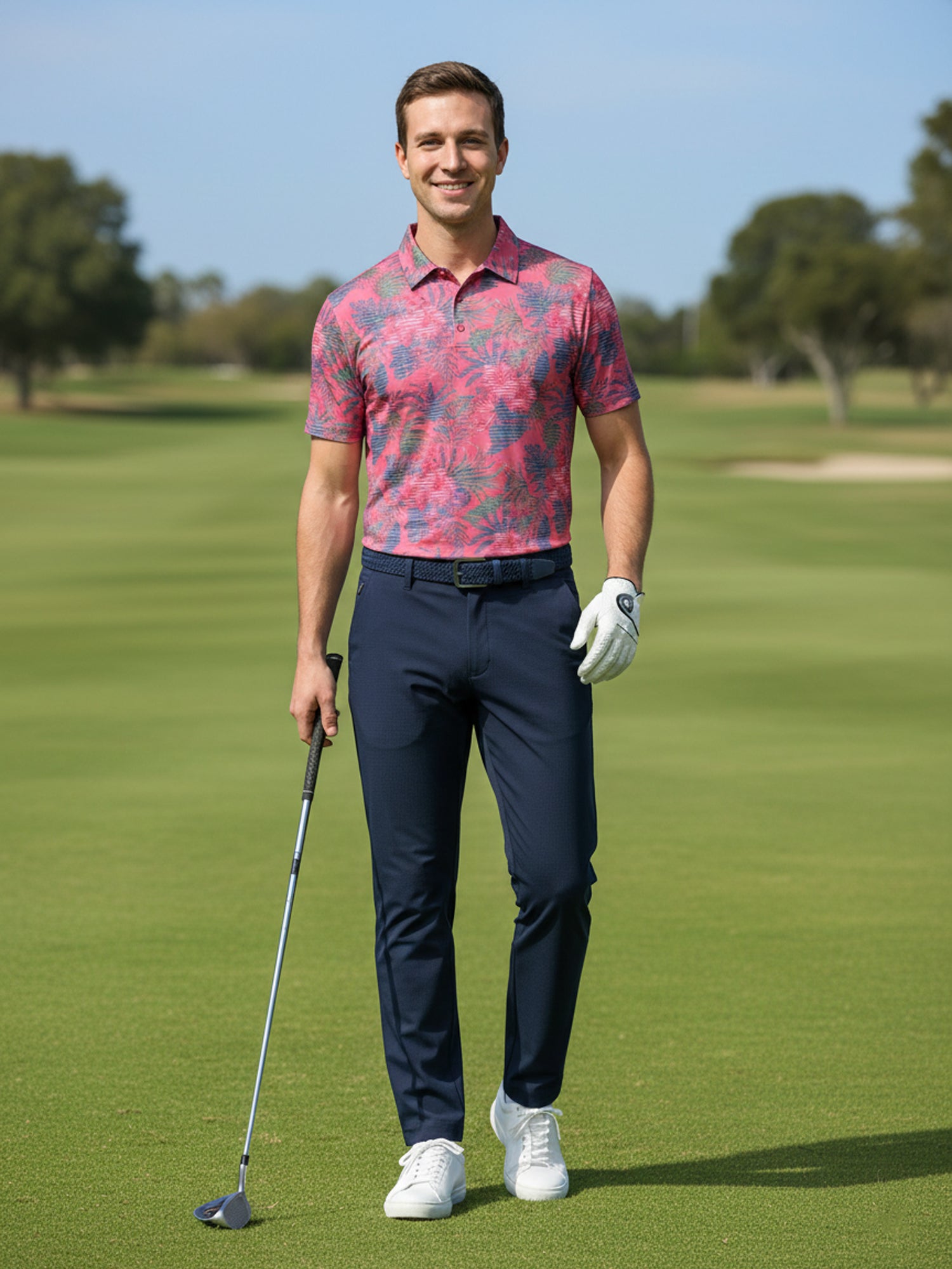 The G.O.A.T. Polo - Tropical Stripe - Calypso Coral