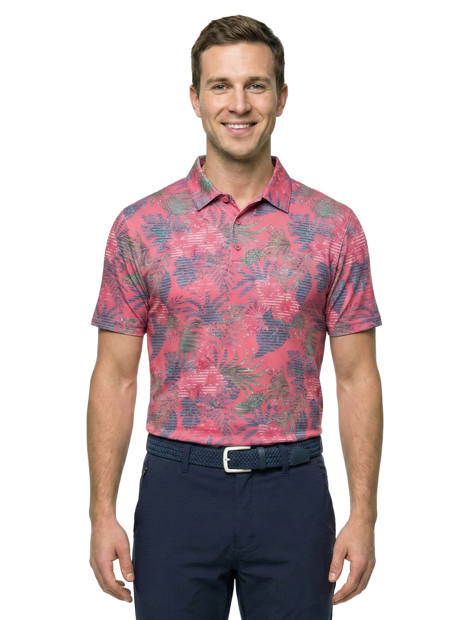 The G.O.A.T. Polo - Tropical Stripe - Calypso Coral