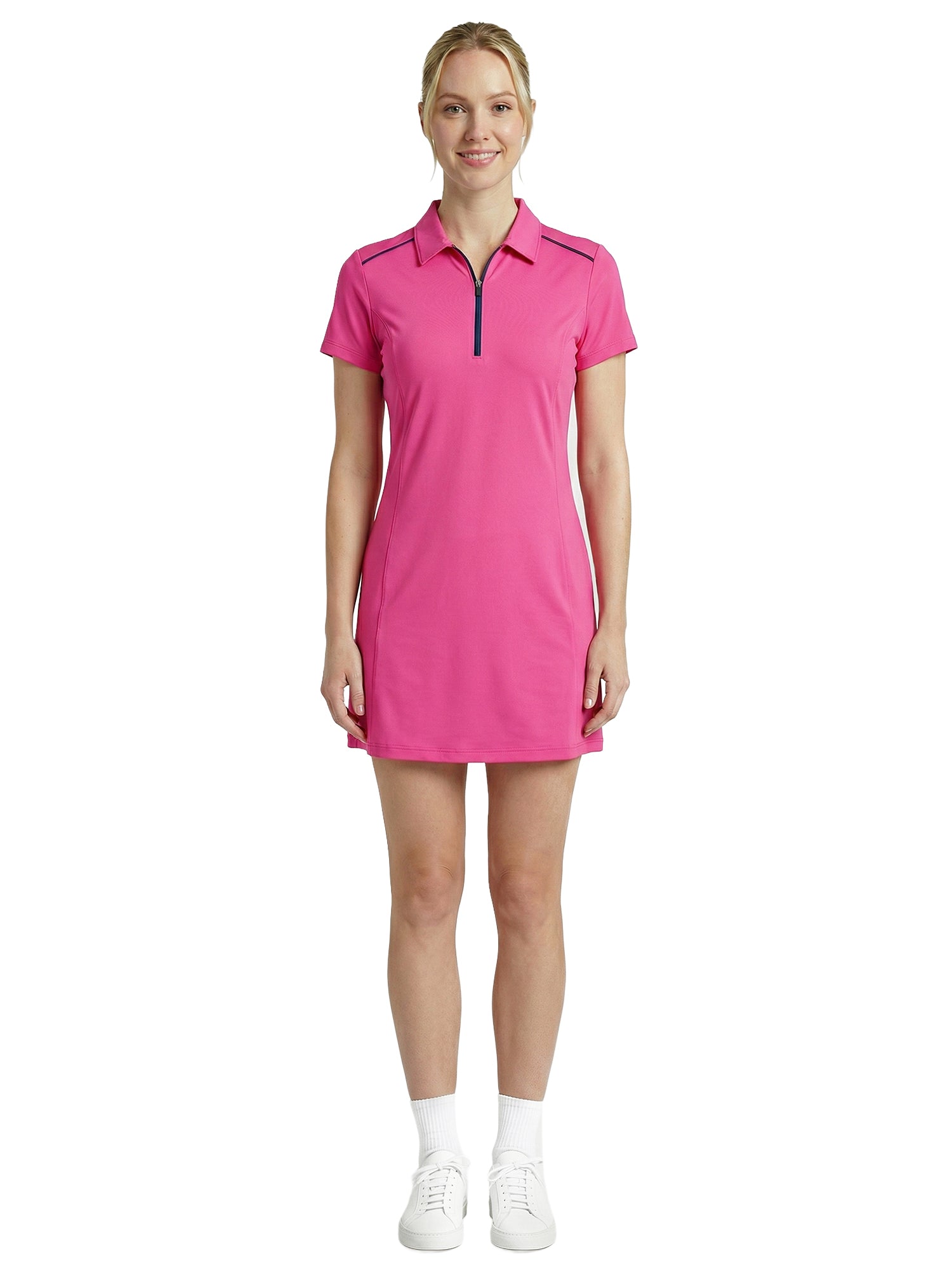 Angela Zip Polo Dress - Knockout Pink - Knockout Pink