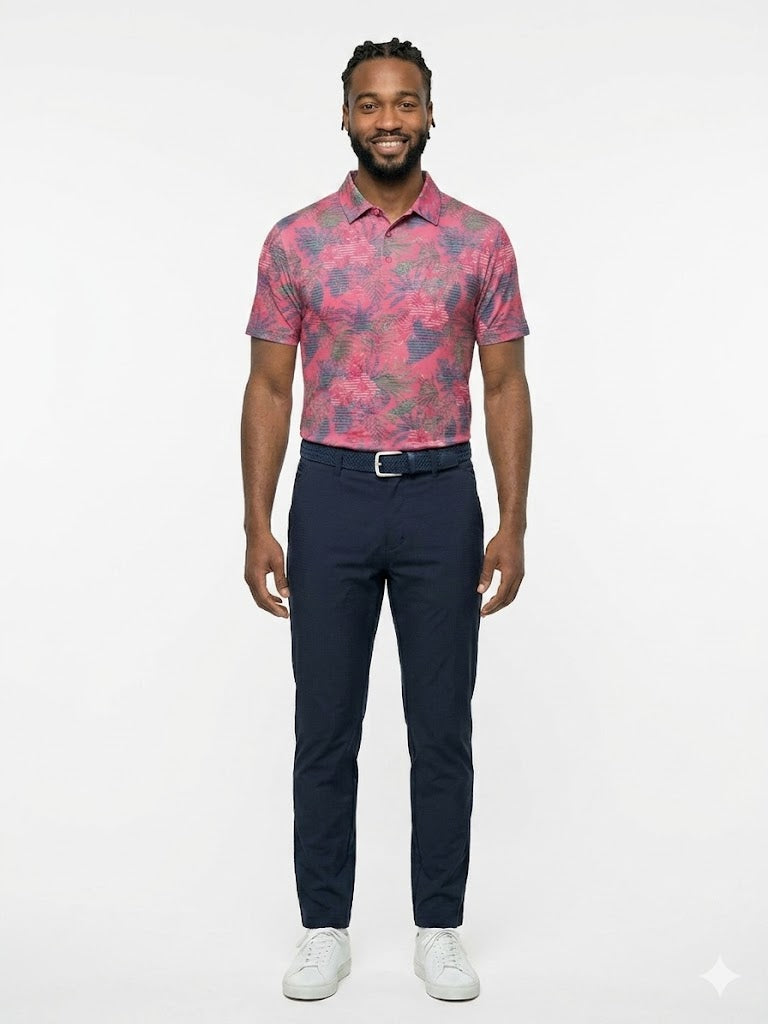 The G.O.A.T. Polo - Tropical Stripe - Calypso Coral