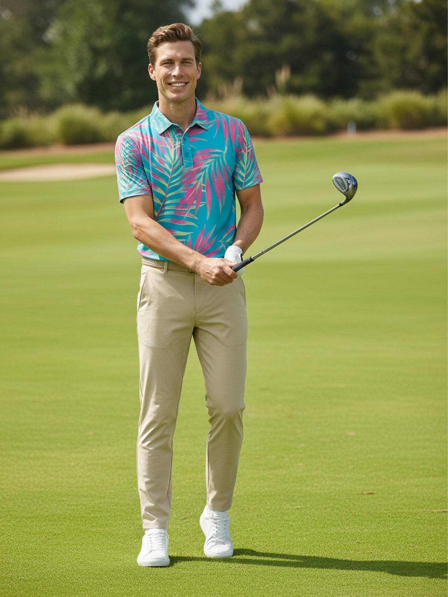 The G.O.A.T. Polo - Leaves - Bachelor Button