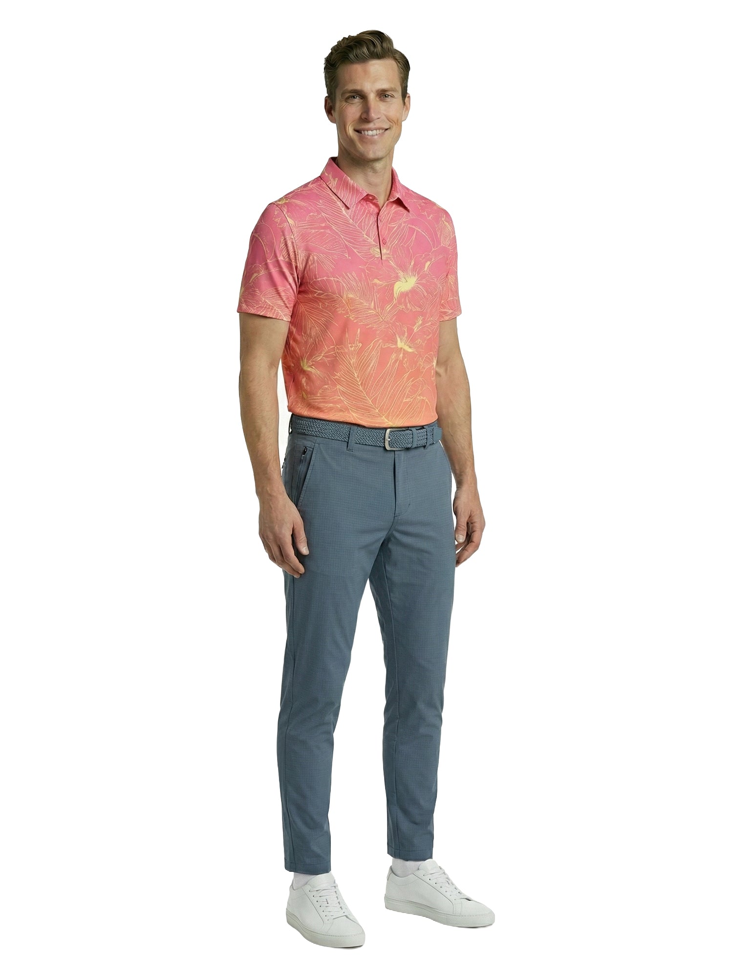 The G.O.A.T. Polo - Ombre Hibiscus Tropical - Mock Orange Ombre