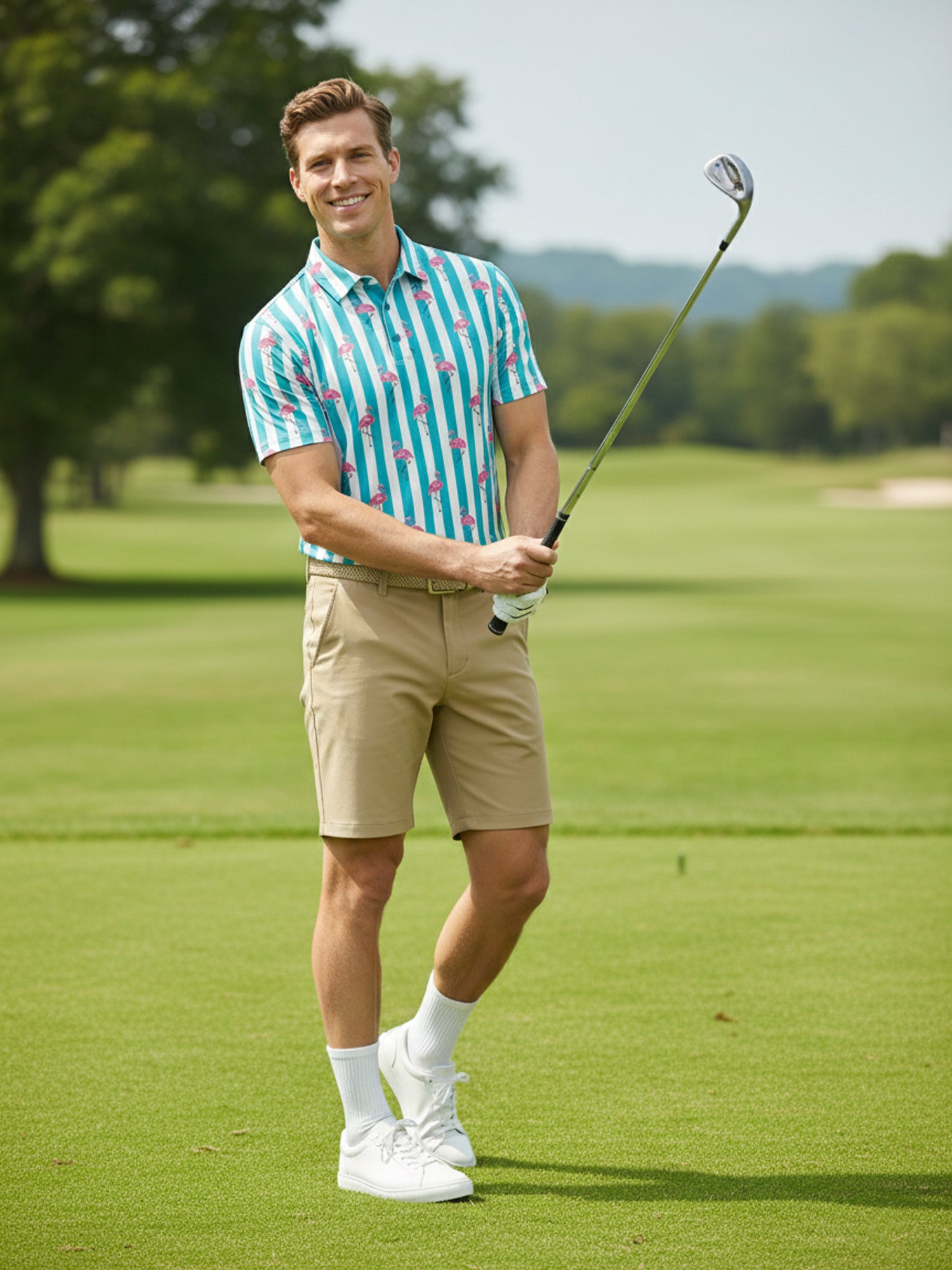 The G.O.A.T. Polo - Beverly Flamingos - Bachelor Button