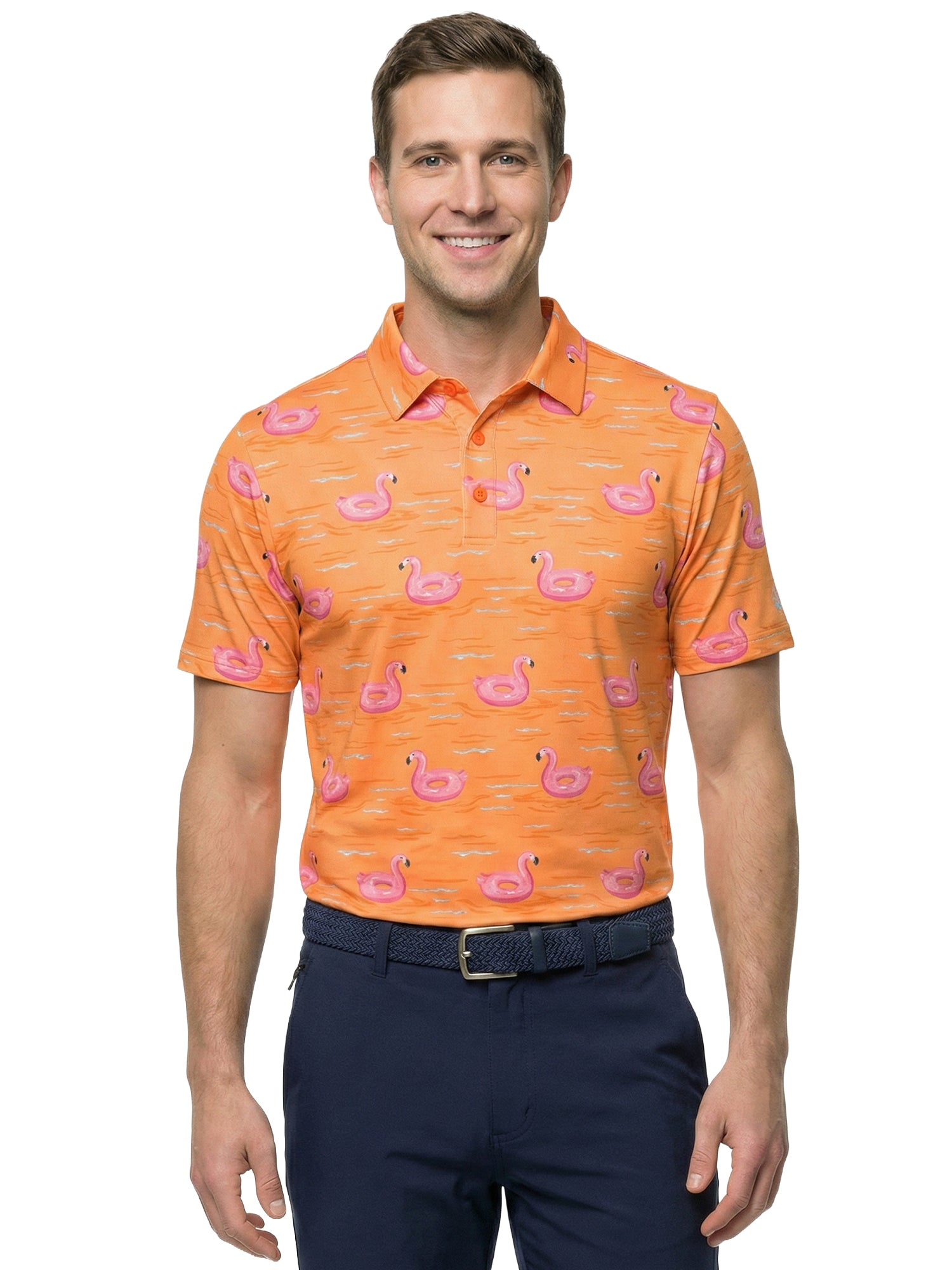 The G.O.A.T. Polo - Flamingo Floatie - Mock Orange