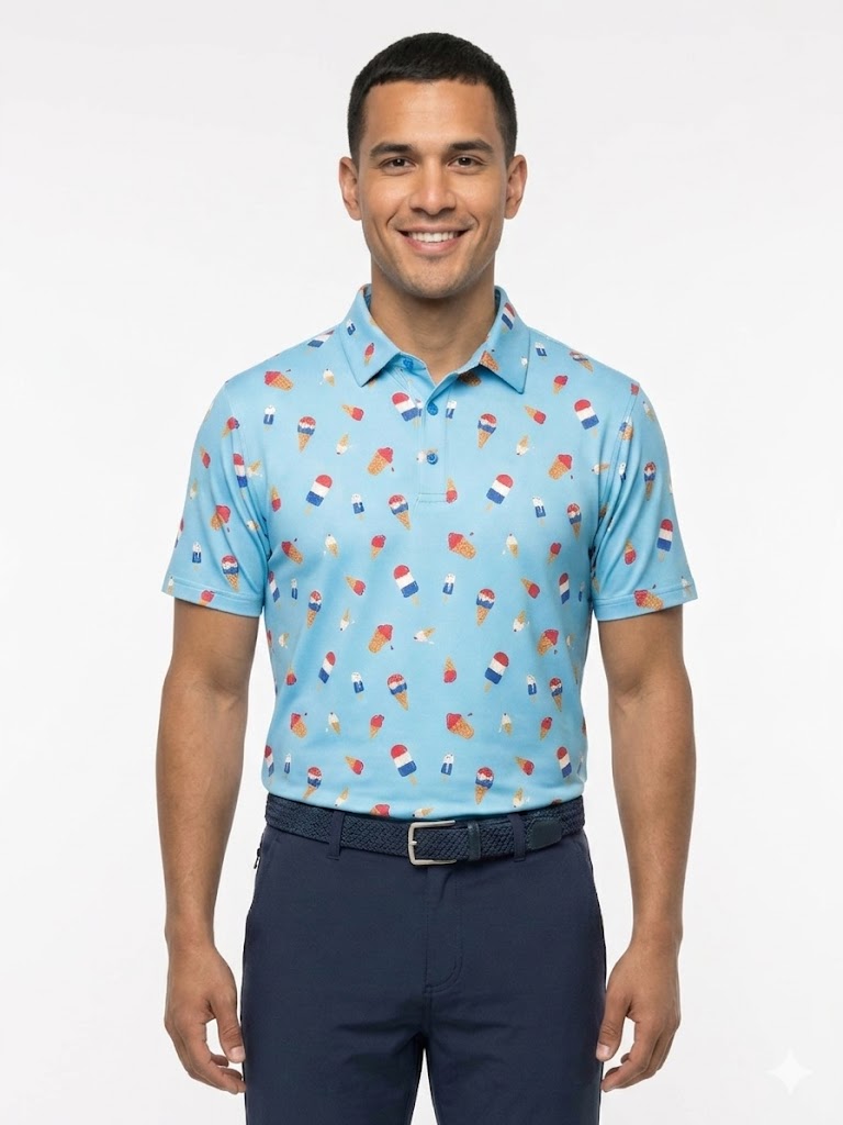 The G.O.A.T. Polo - Ice Cream Drip - Light Blue