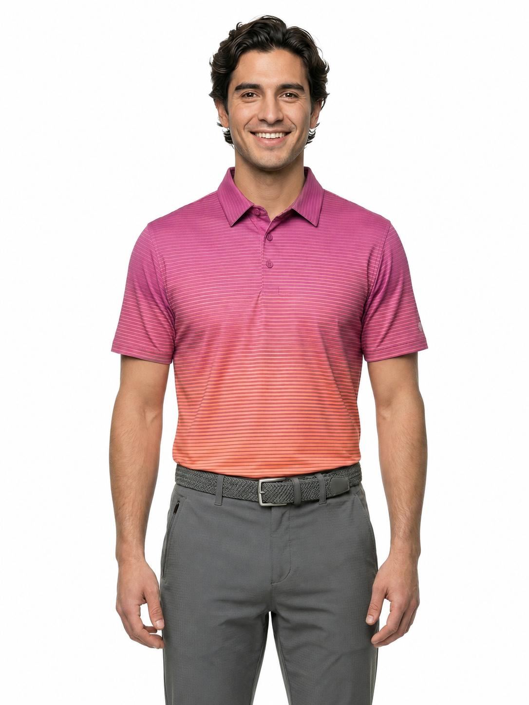 The G.O.A.T. Polo - Ombre Stripe - Electric Purple/Pink