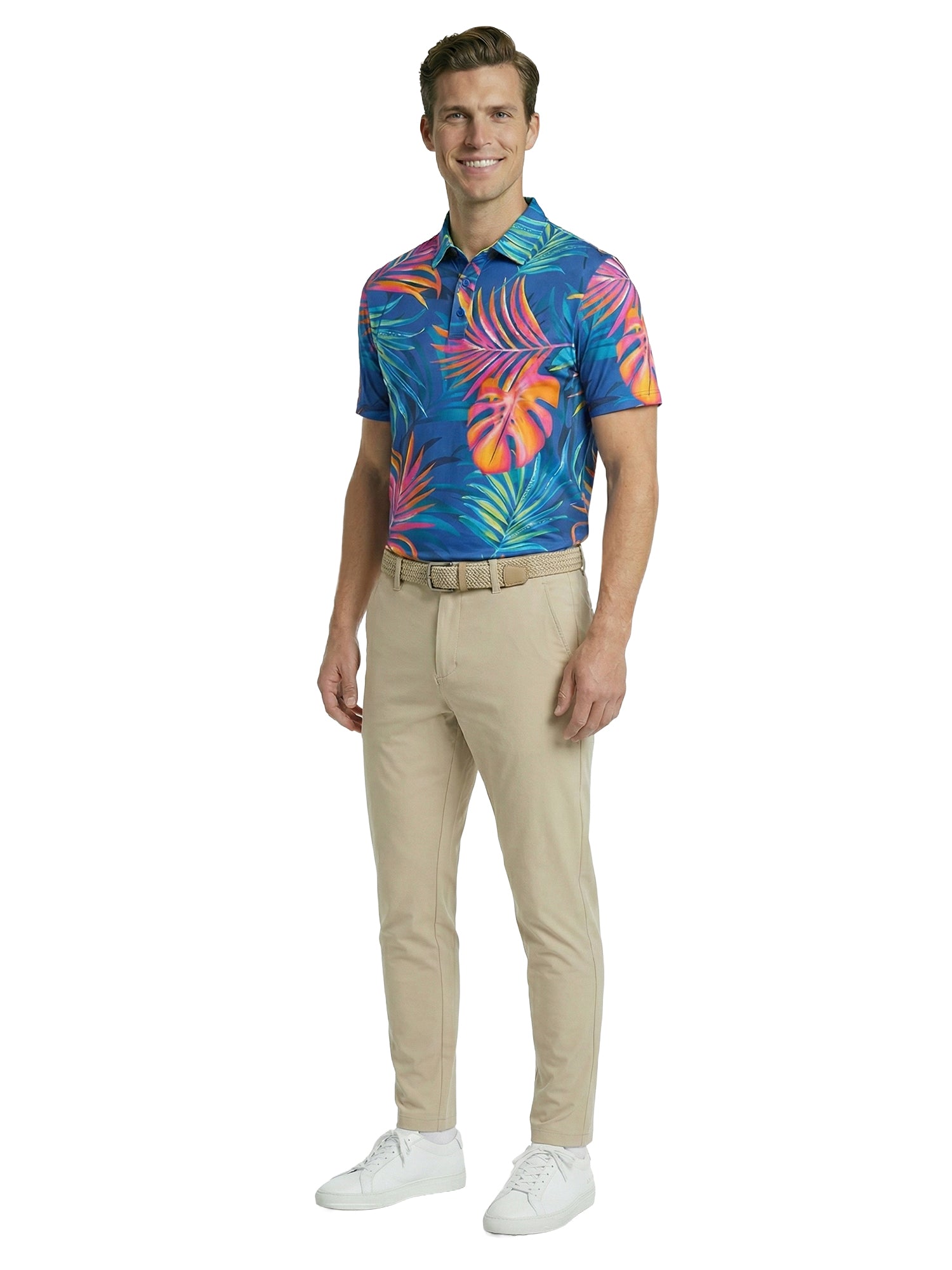 The G.O.A.T. Polo - Flouro Palm - Birdie Blue