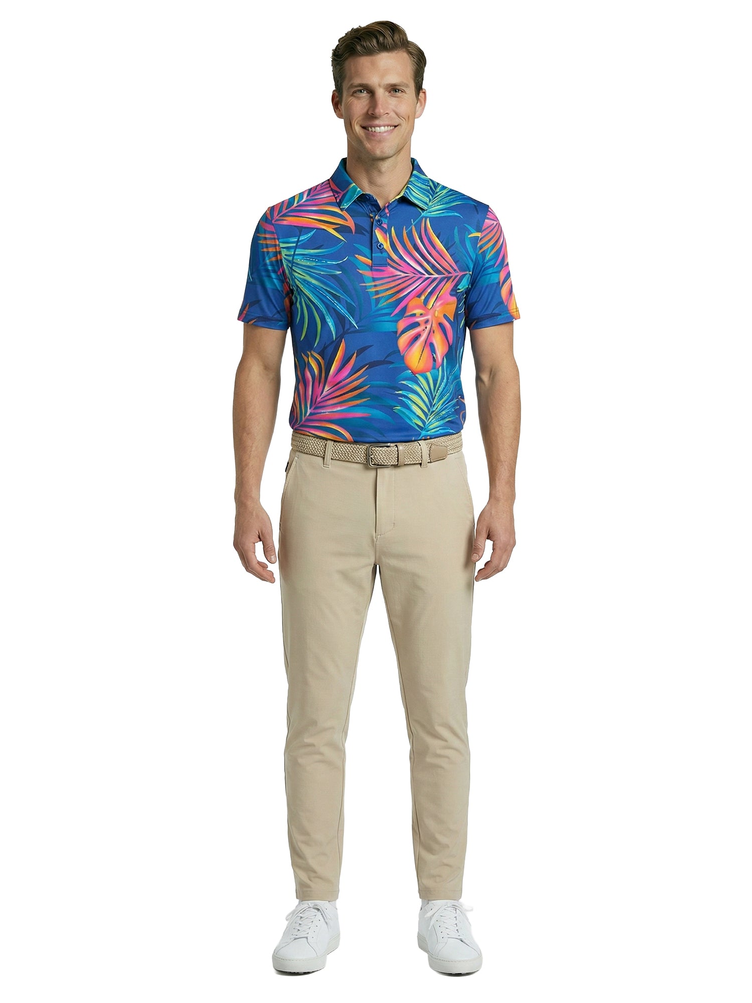 The G.O.A.T. Polo - Flouro Palm - Birdie Blue