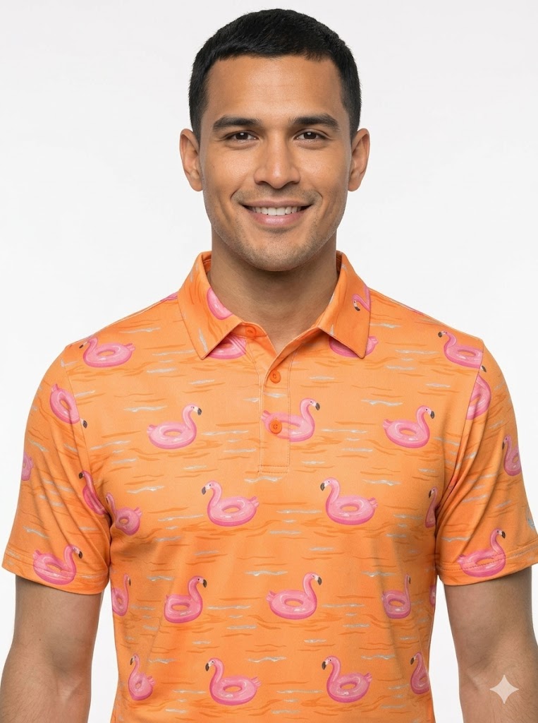 The G.O.A.T. Polo - Flamingo Floatie - Mock Orange