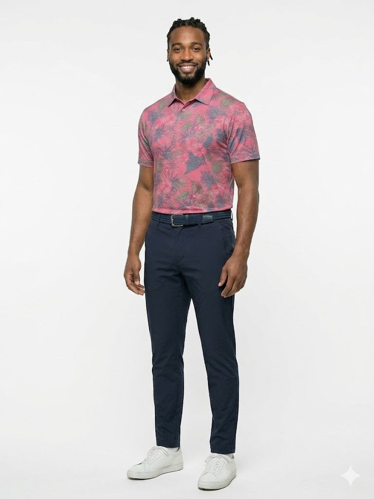 The G.O.A.T. Polo - Tropical Stripe - Calypso Coral