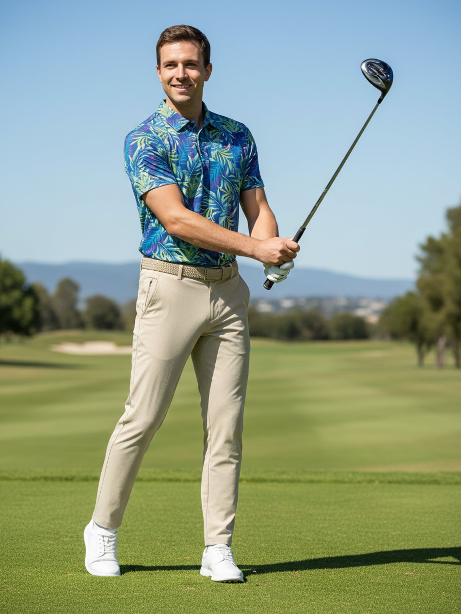 The G.O.A.T. Polo - Jungle Glow - Birdie Blue
