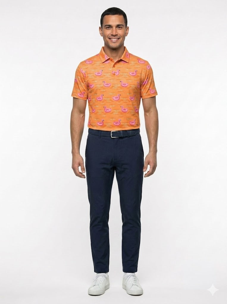 The G.O.A.T. Polo - Flamingo Floatie - Mock Orange