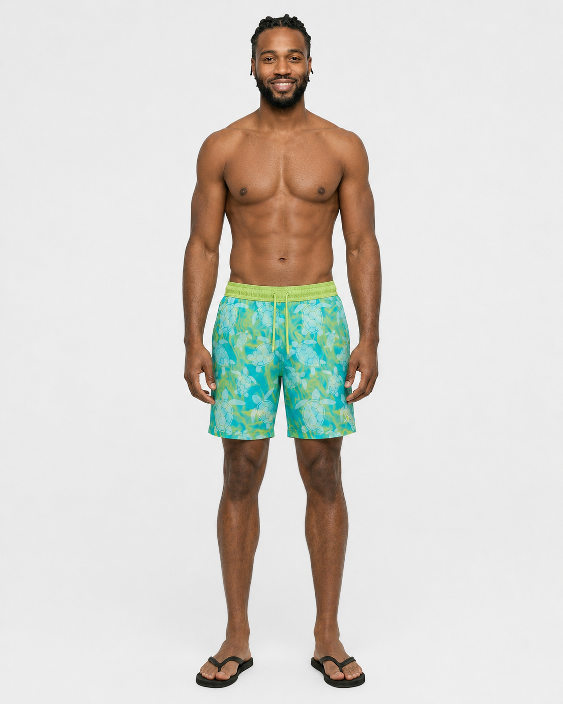 Patrick Swim Short - Swimming Turtles - Sharp Green