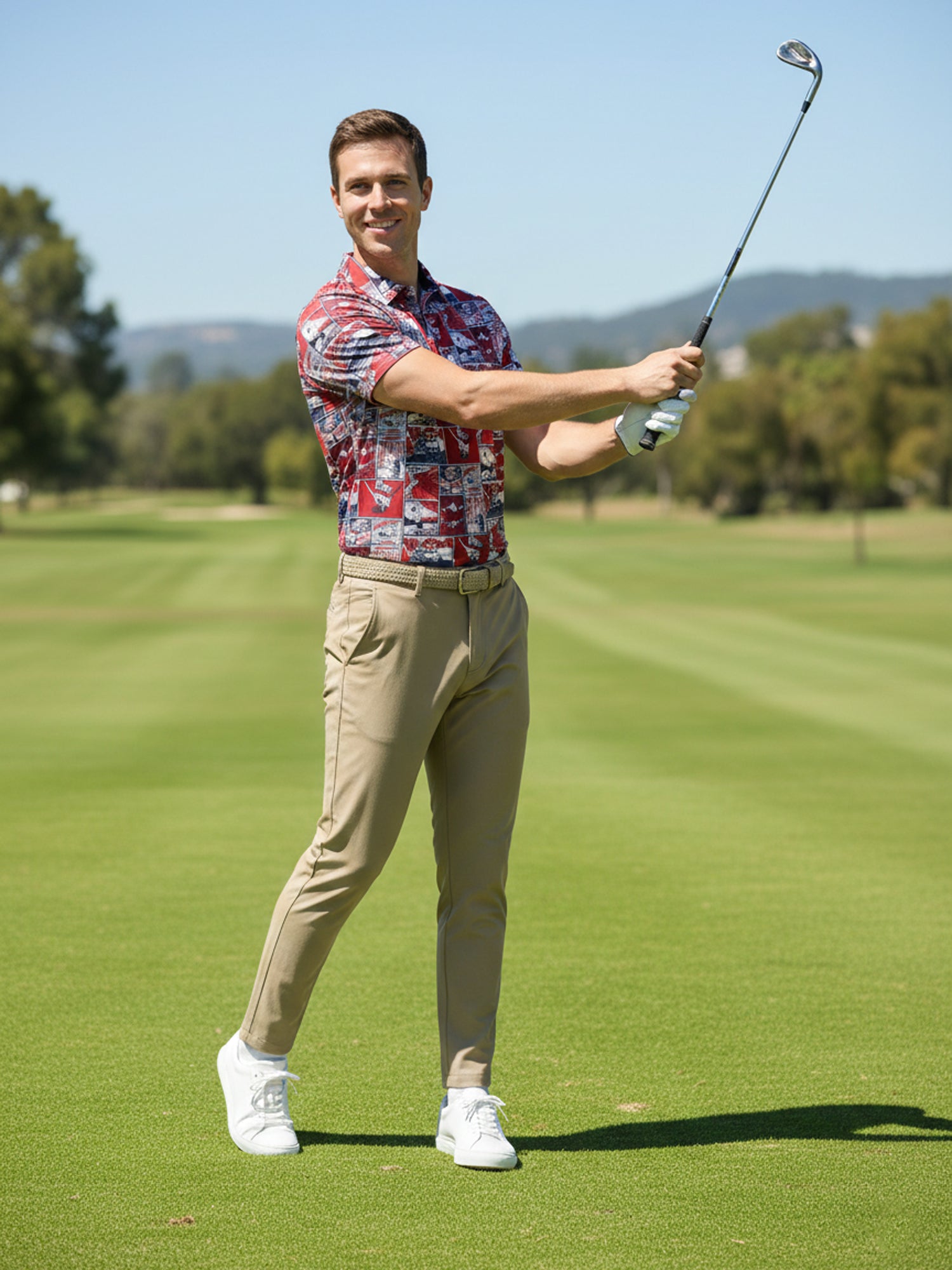 The G.O.A.T. Polo - Pop Art Golf - Red/White/Blue