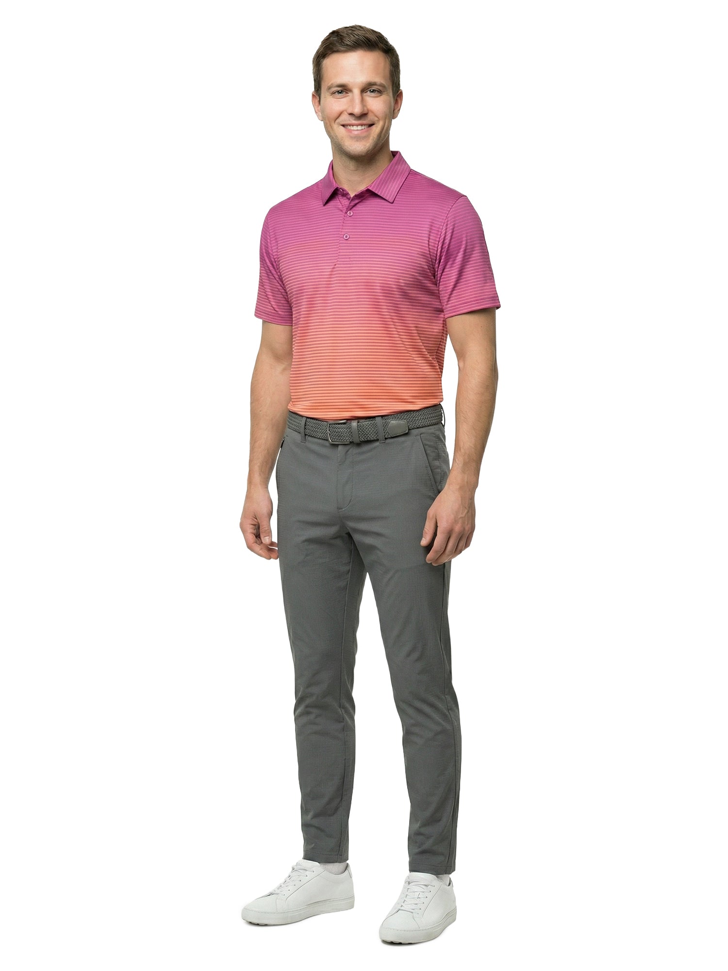 The G.O.A.T. Polo - Ombre Stripe - Electric Purple/Pink