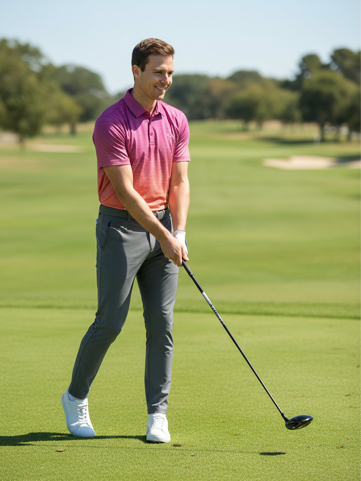 The G.O.A.T. Polo - Ombre Stripe - Electric Purple/Pink