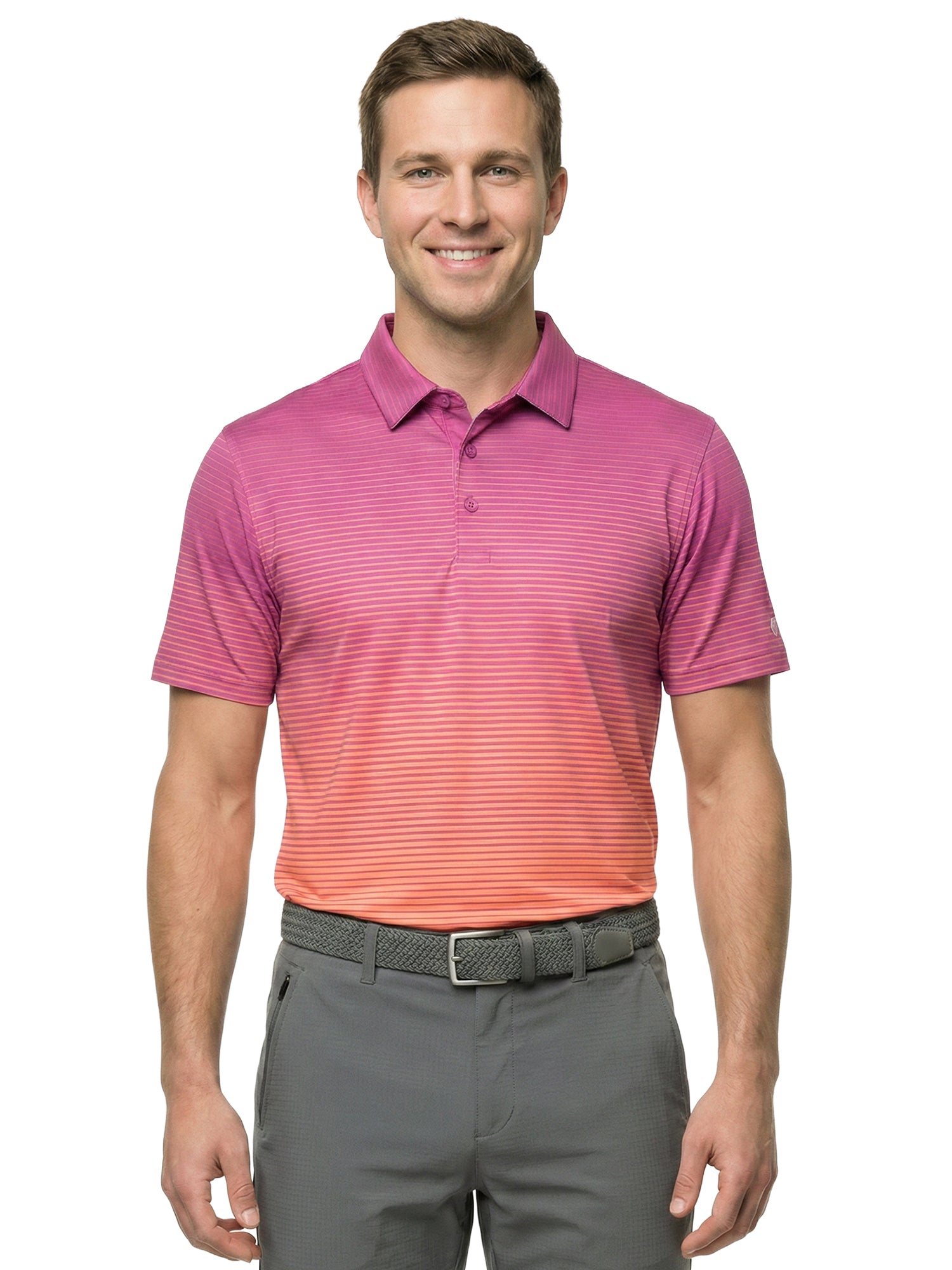 The G.O.A.T. Polo - Ombre Stripe - Electric Purple/Pink