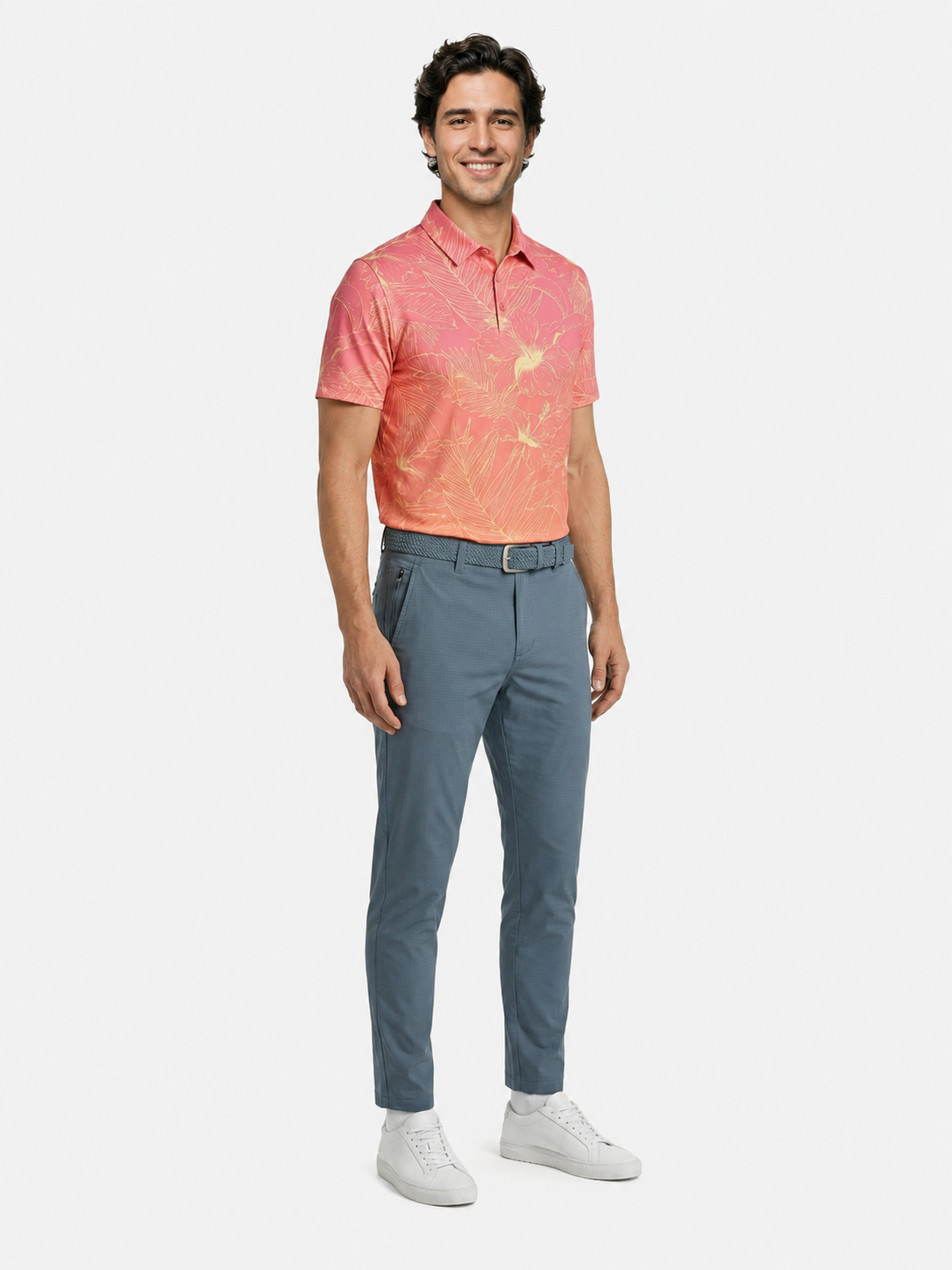 The G.O.A.T. Polo - Ombre Hibiscus Tropical - Mock Orange Ombre