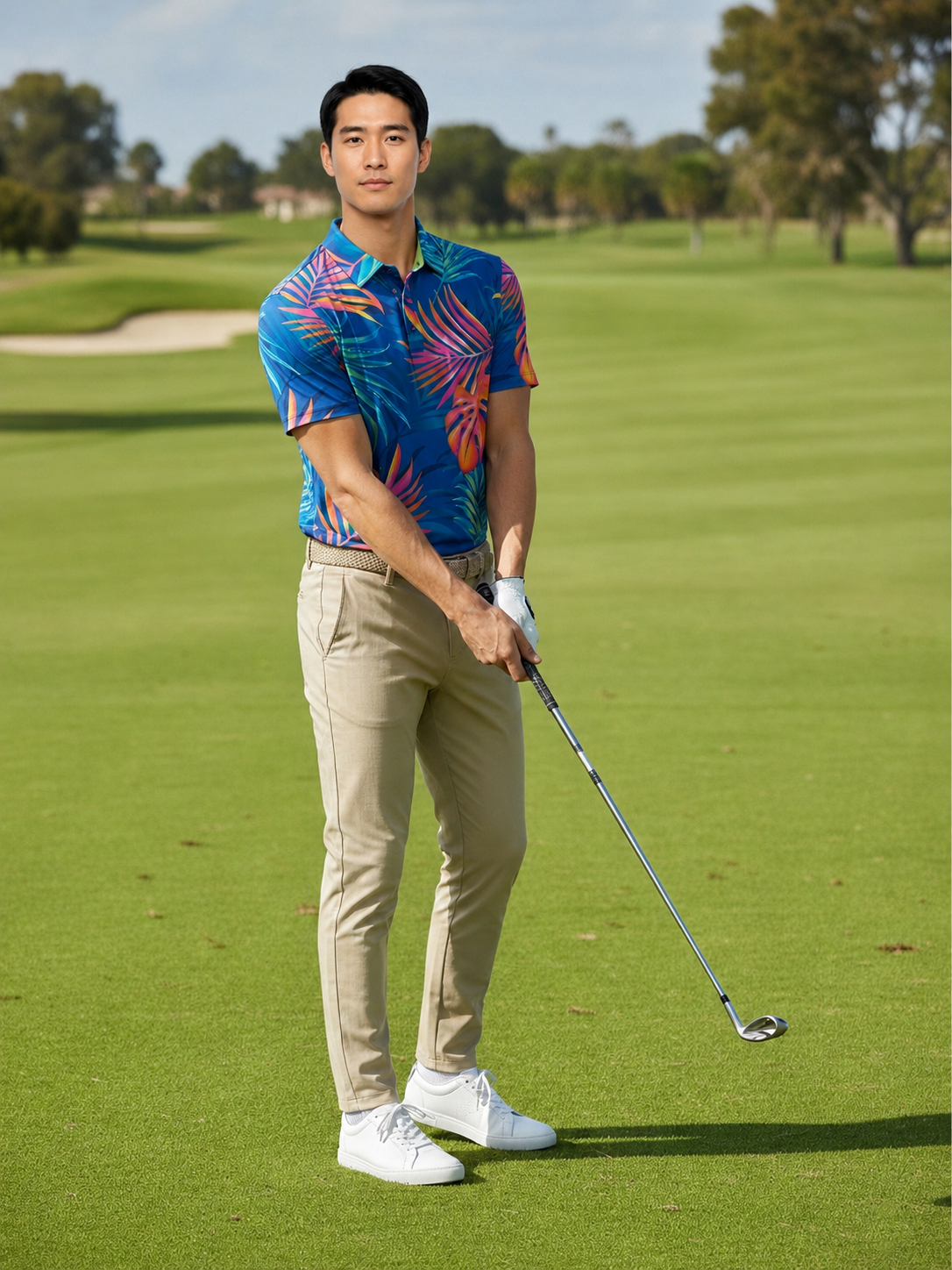 The G.O.A.T. Polo - Flouro Palm - Birdie Blue
