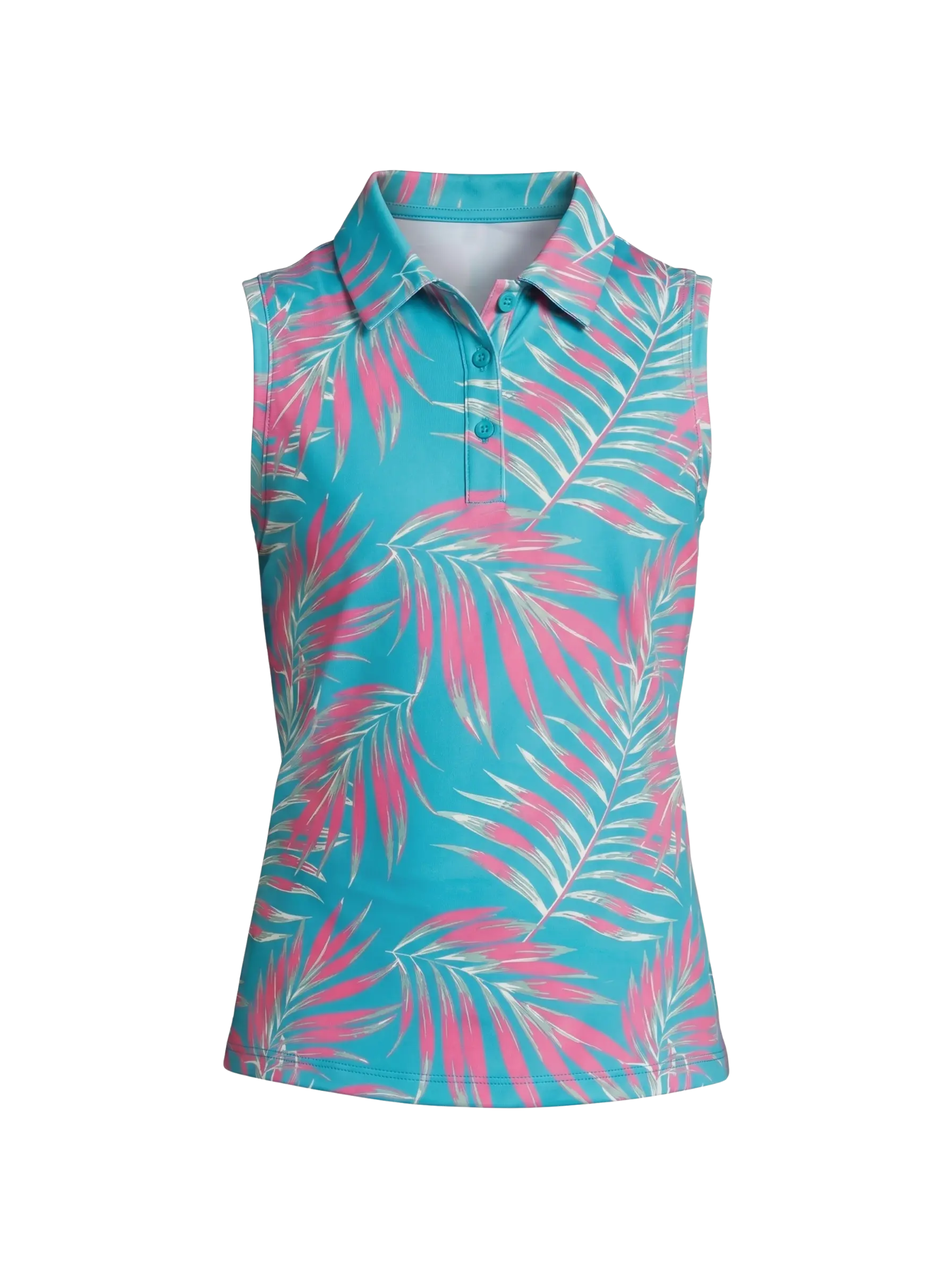 Girls Birdie Polo - Leaves - Bachelor Button
