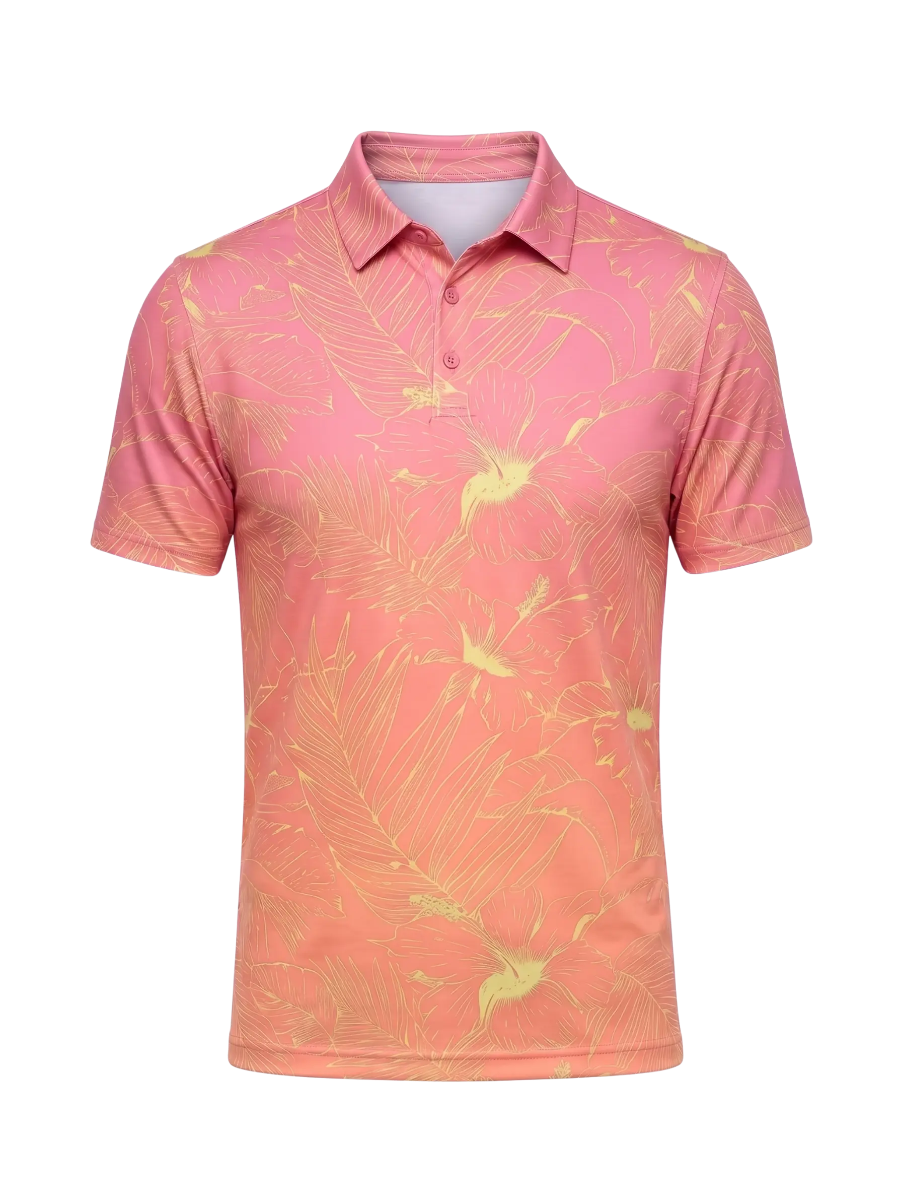The G.O.A.T. Polo - Ombre Hibiscus Tropical - Mock Orange Ombre