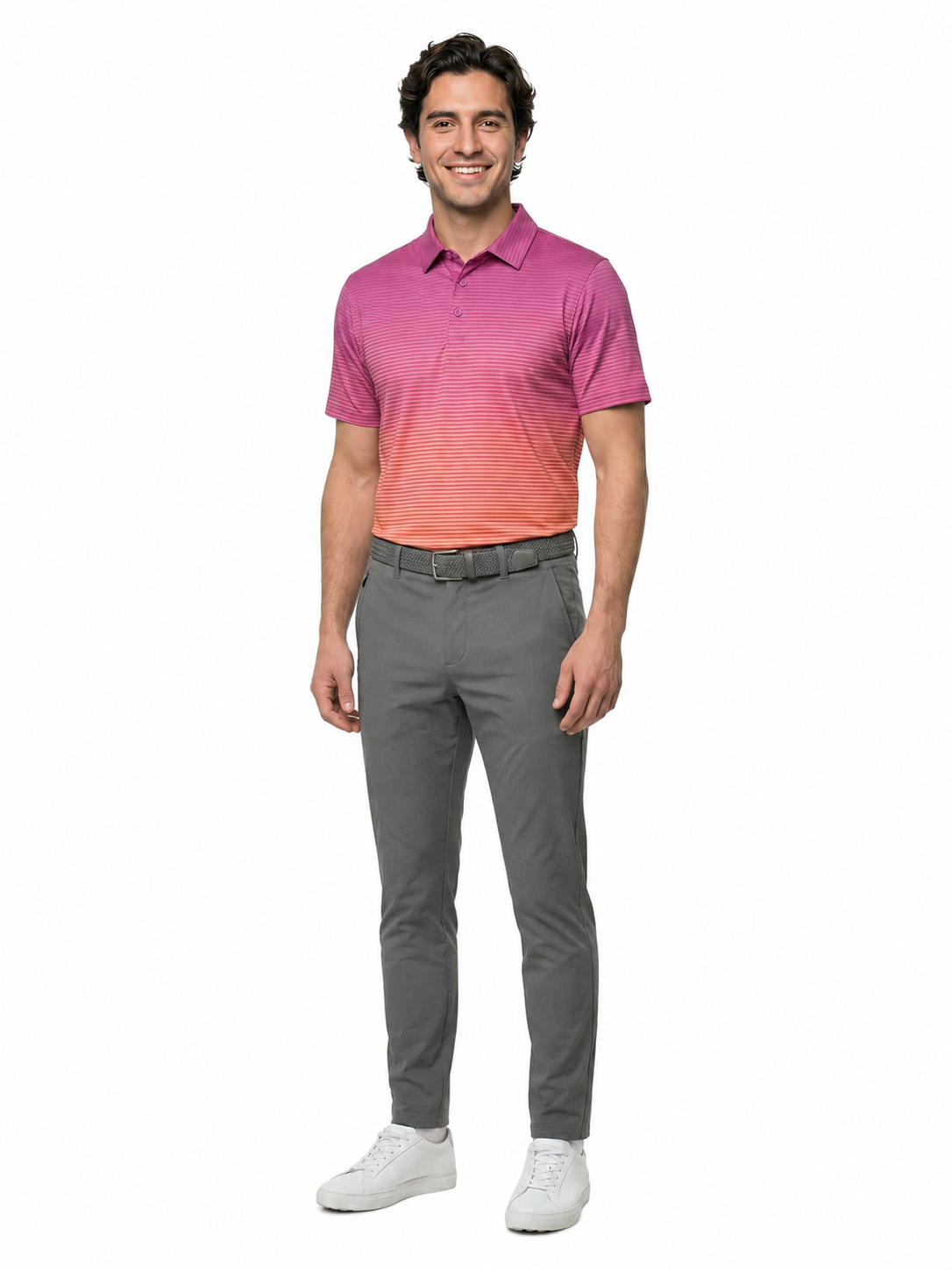 The G.O.A.T. Polo - Ombre Stripe - Electric Purple/Pink