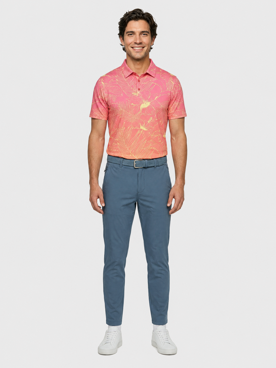 The G.O.A.T. Polo - Ombre Hibiscus Tropical - Mock Orange Ombre