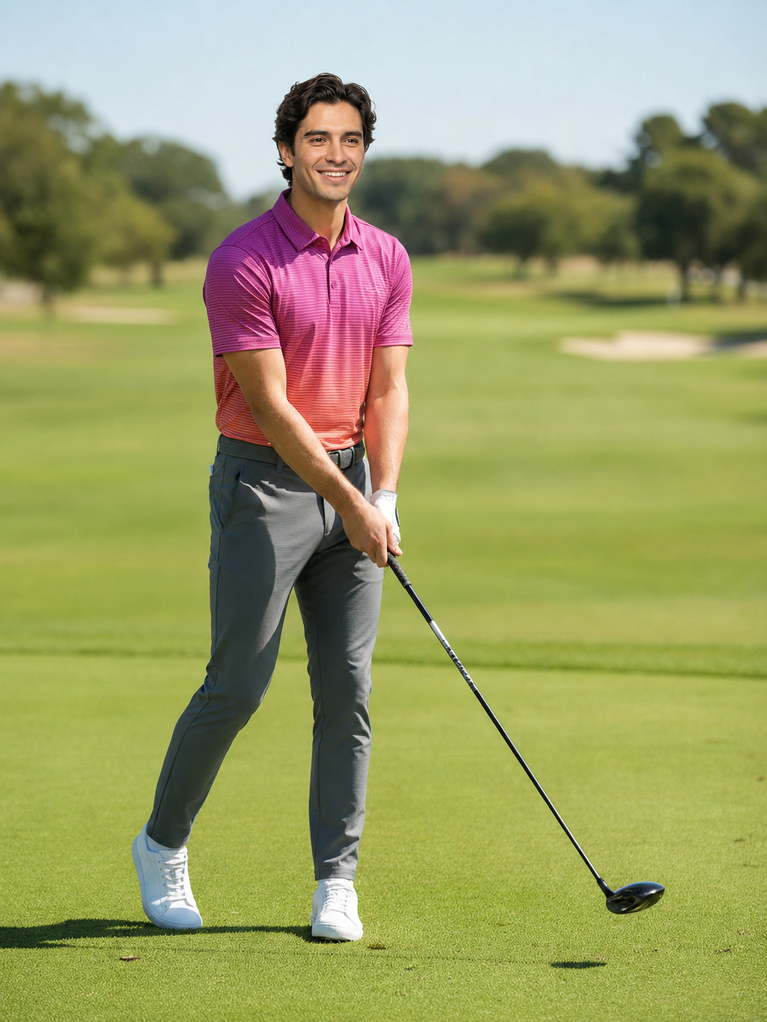 The G.O.A.T. Polo - Ombre Stripe - Electric Purple/Pink