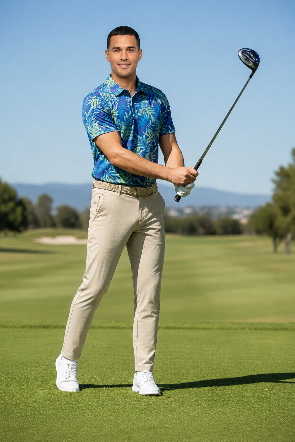 The G.O.A.T. Polo - Jungle Glow - Birdie Blue