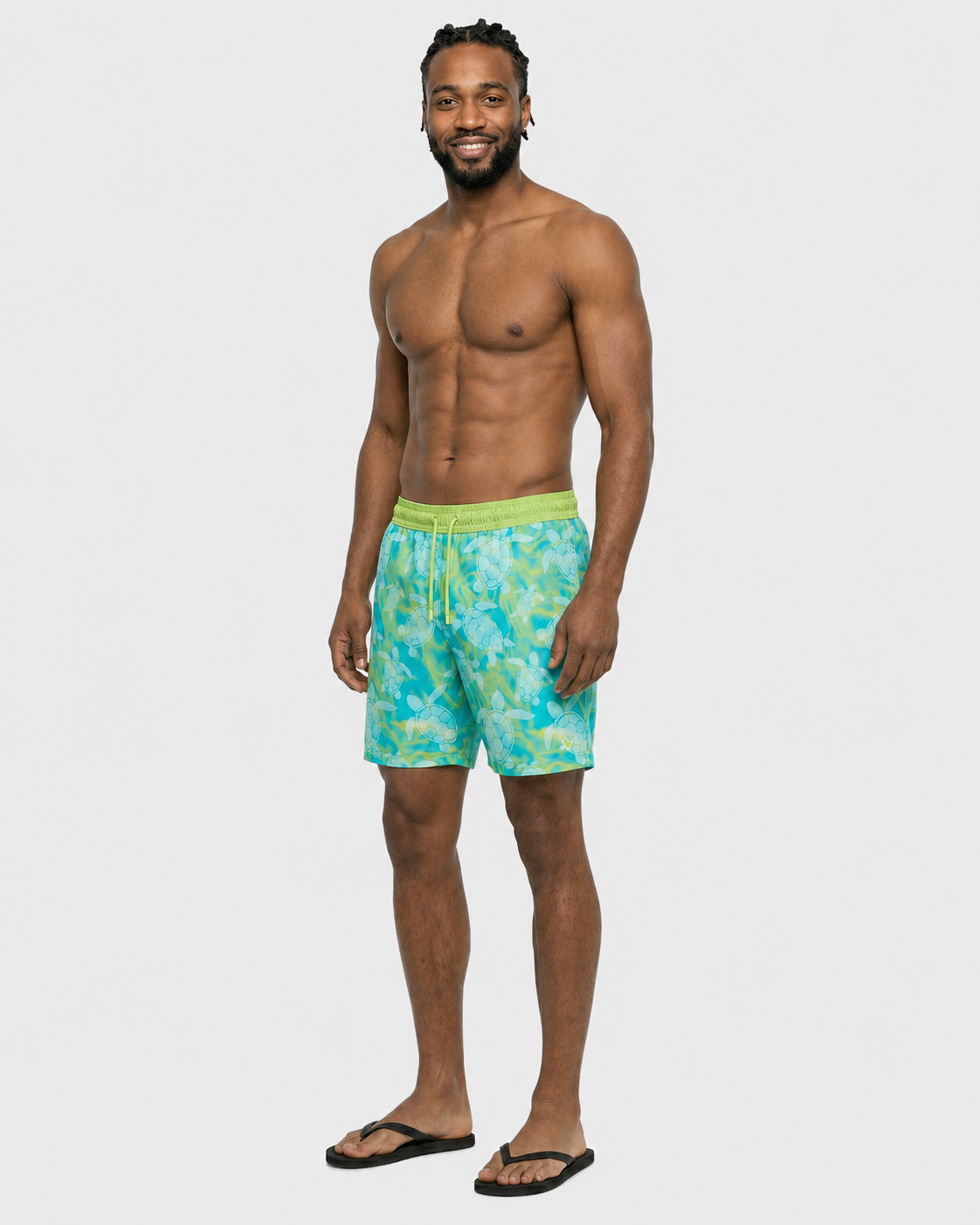Patrick Swim Short - Swimming Turtles - Sharp Green