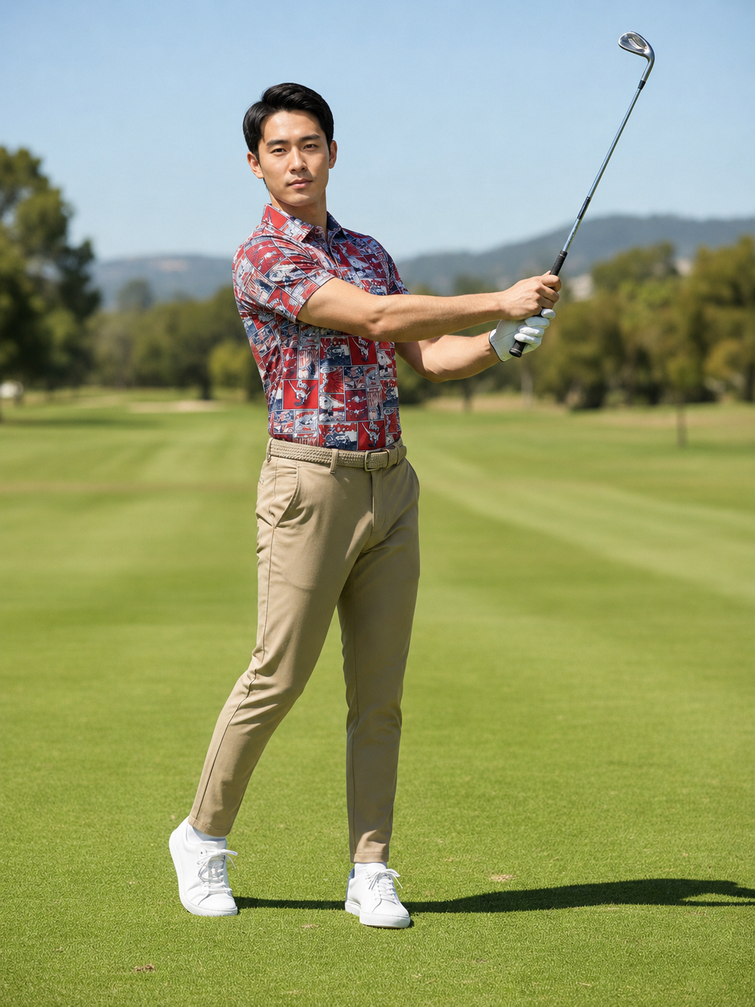 The G.O.A.T. Polo - Pop Art Golf - Red/White/Blue