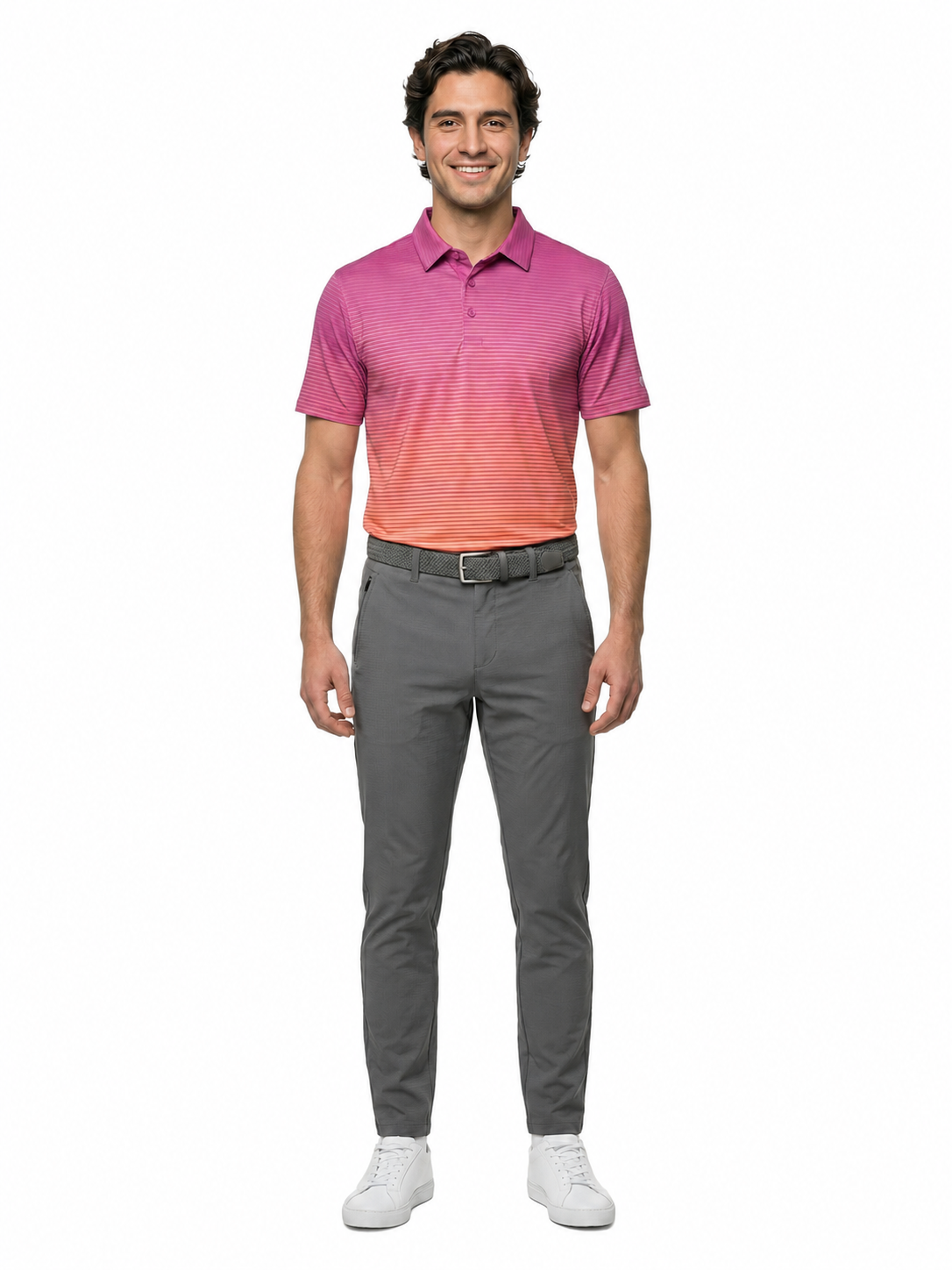 The G.O.A.T. Polo - Ombre Stripe - Electric Purple/Pink