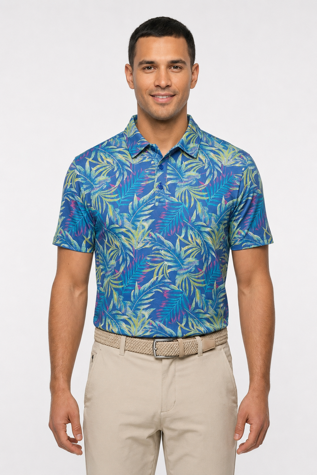 The G.O.A.T. Polo - Jungle Glow - Birdie Blue