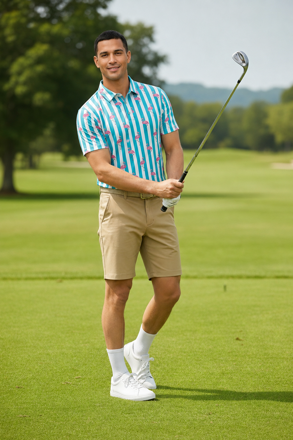The G.O.A.T. Polo - Beverly Flamingos - Bachelor Button